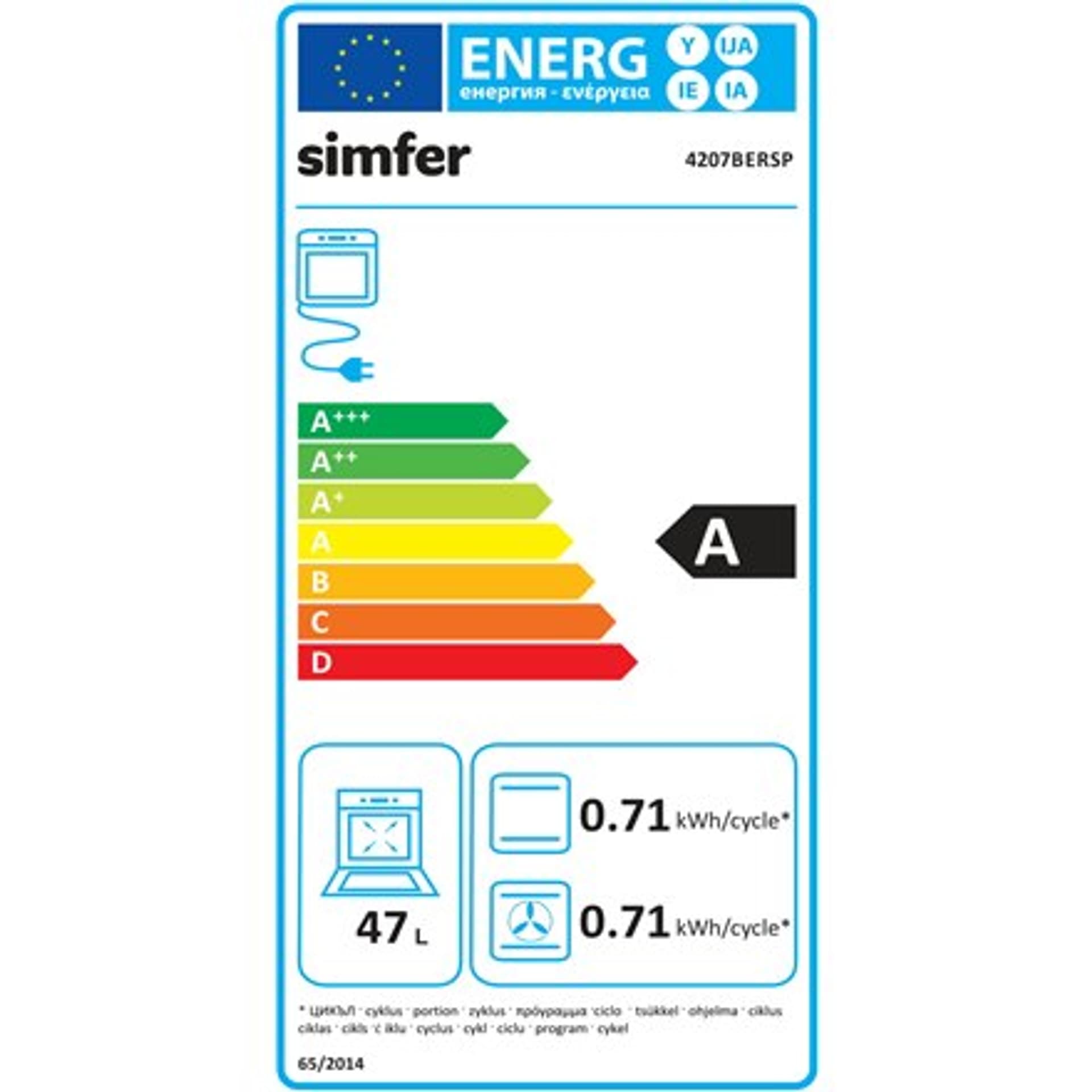 

Simfer Piekarnik 4207BERSP 47 L, Wielofunkcyjny, Ręczny, Pokrętła pop-up, Szerokość 45 cm, Czarny