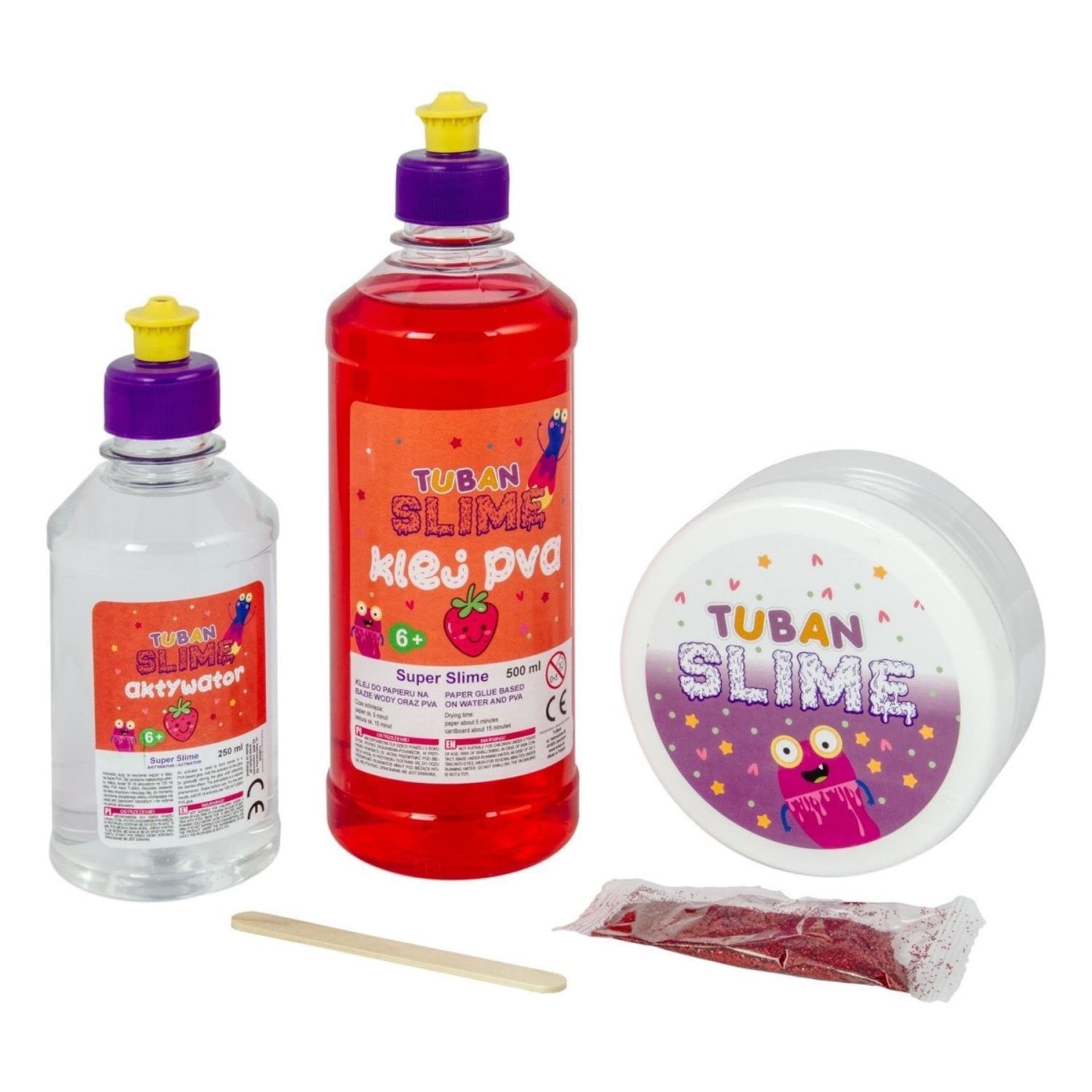 

Masa plastyczna Zestaw super slime - Truskawka XL