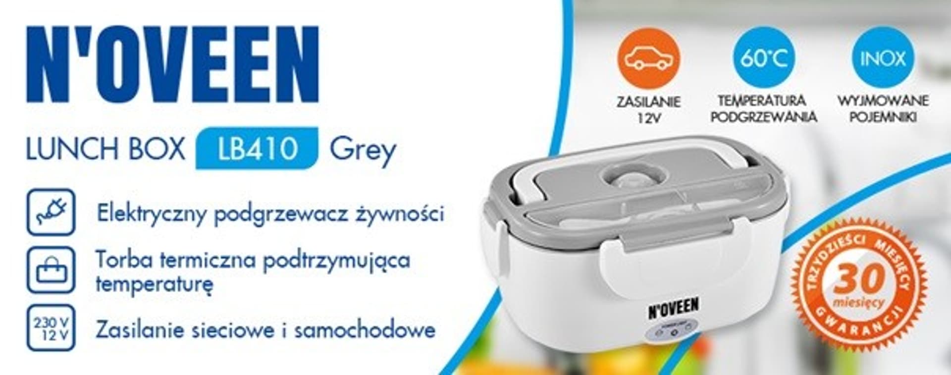 

Podgrzewany pojemnik na żywność Lunch Box LB410 Szary