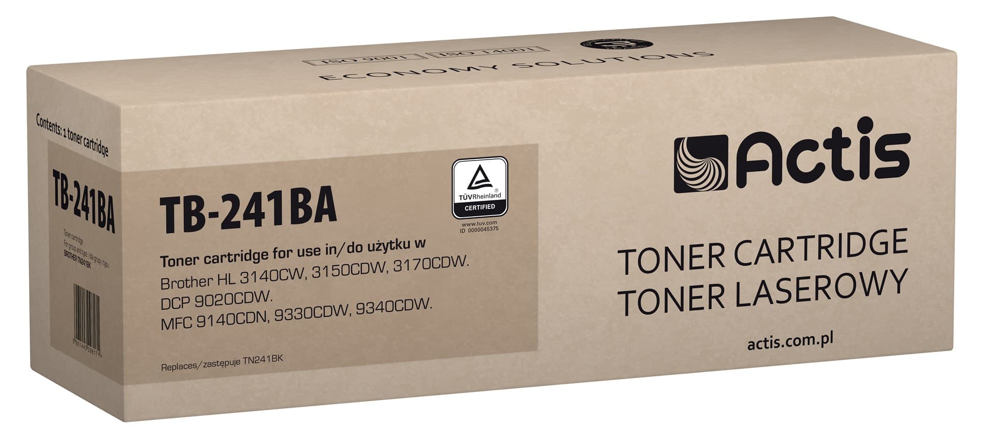 

Toner ACTIS TB-241BA (zamiennik Brother TN-241BK; Standard; 2500 stron; czarny)