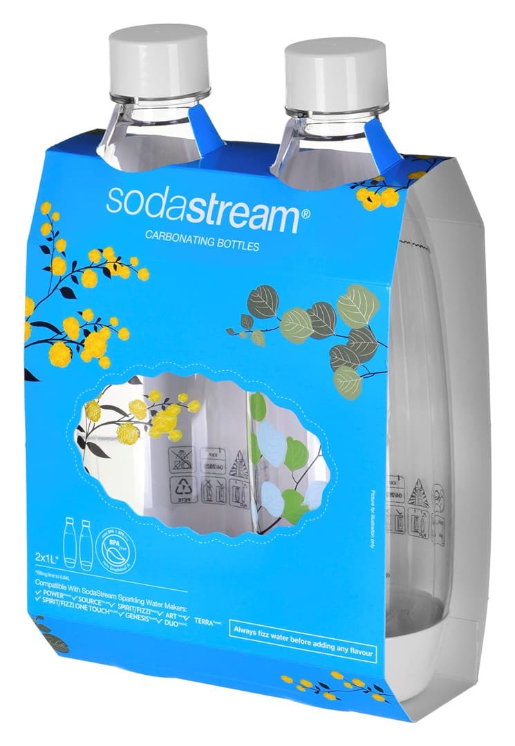 

Litrowa Butelka SodaStream biała Fuse wzór roślinny Twinpack