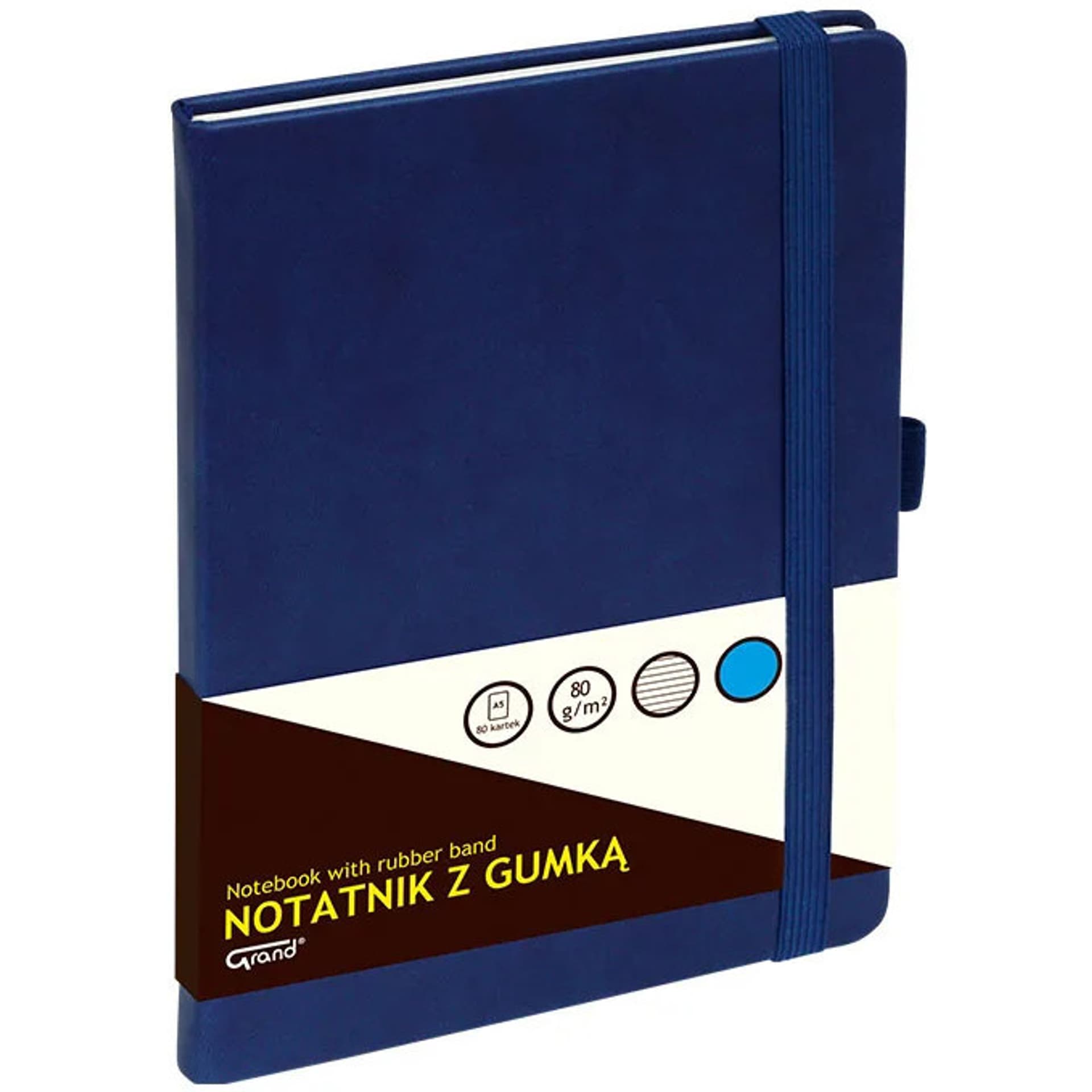 

Notatnik z gumką A5 granatowy linia 150-1424 GRAND