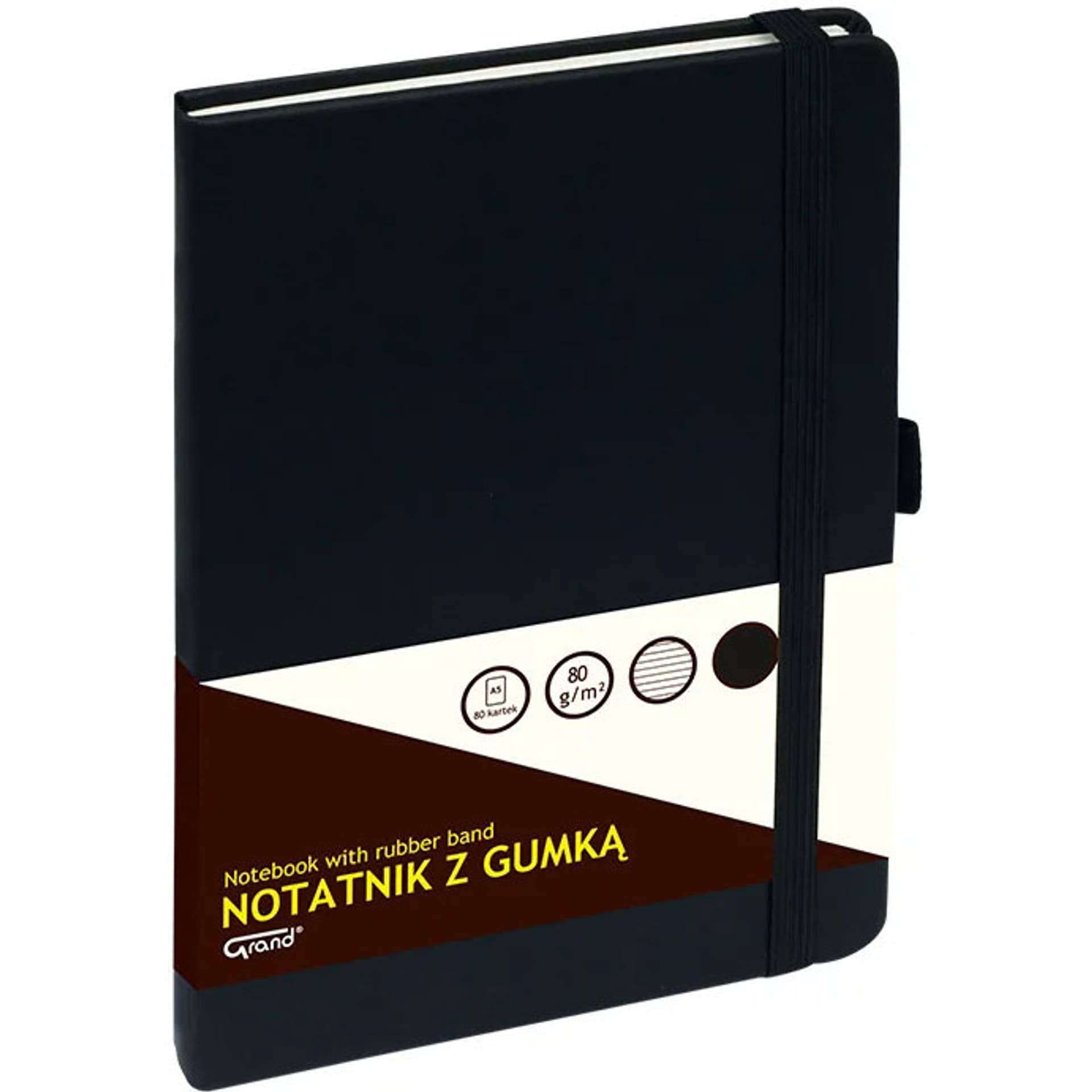 

Notatnik z gumką A5 czarny linia 150-1423 GRAND