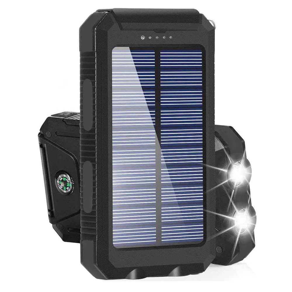 

Powerbank Solarny Power Bank Szybko ładujący z latarką USB Czarny