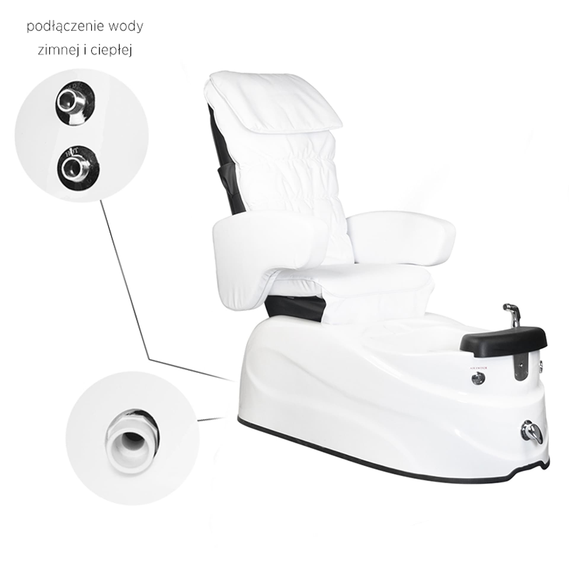 

Fotel pedicure spa AS-122 white z funkcją masażu i pompą