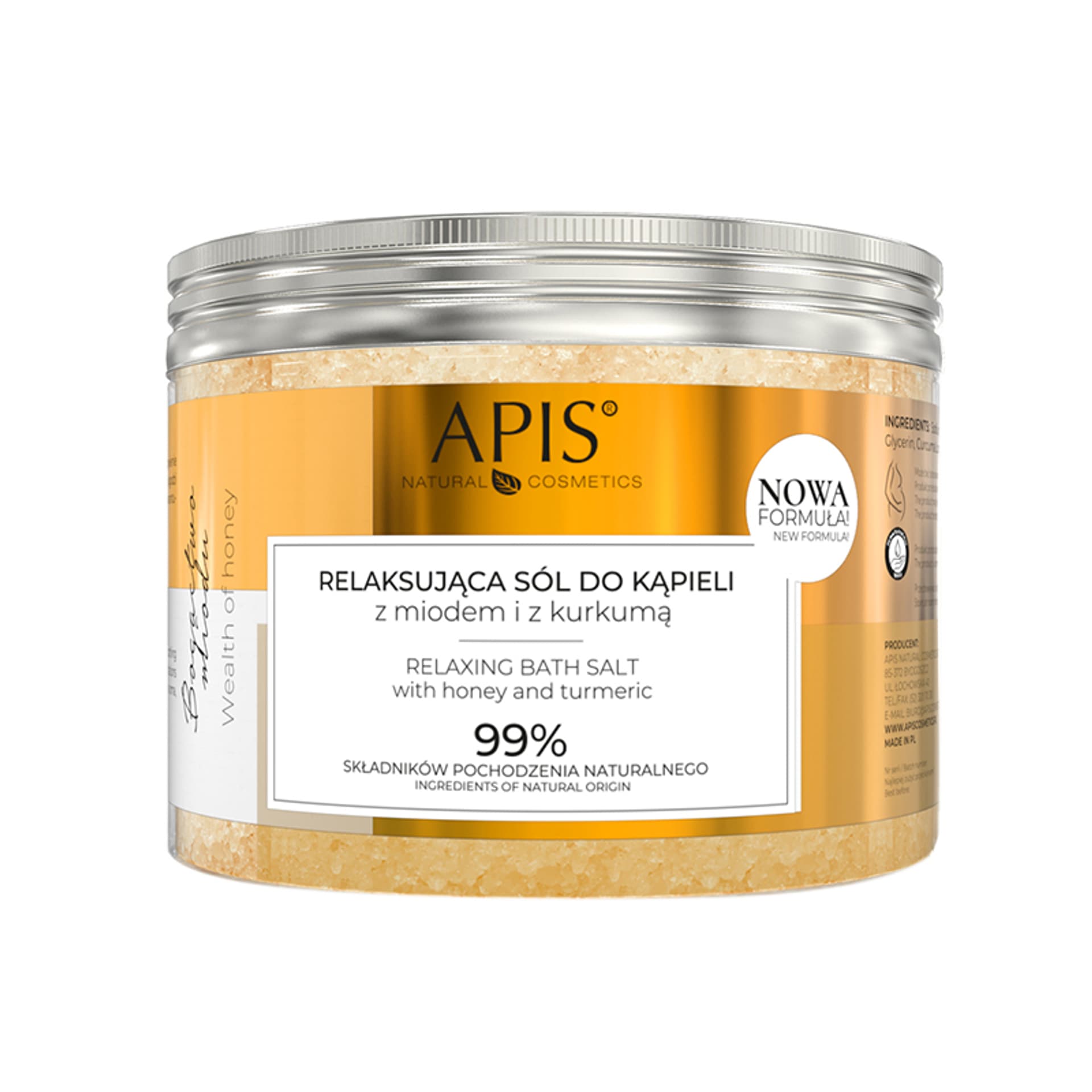 

Apis bogactwo miodu, relaksująca sól do kąpieli z miodem i z kurkumą 650 g