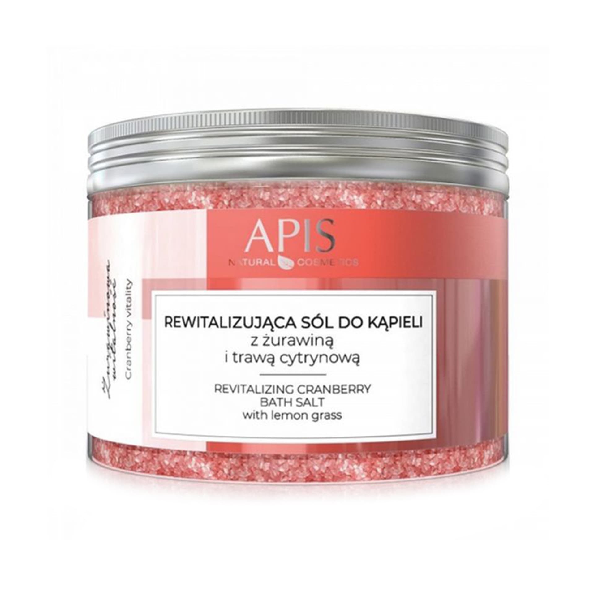 

Apis żurawinowa witalność, rewitalizująca sól do kąpieli z żurawiną i trawą cytrynową, 650 g