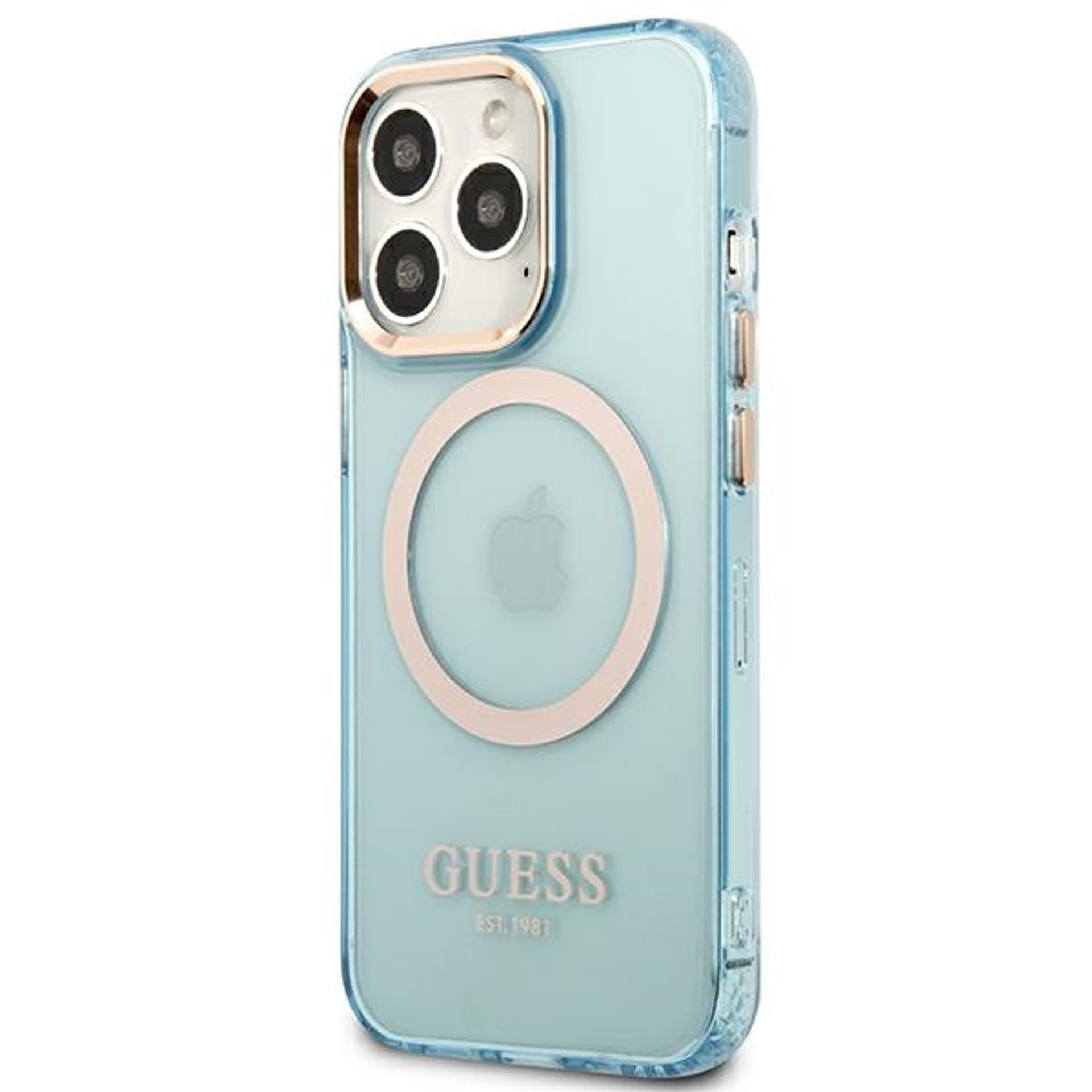 

Guess GUHMP13LHTCMB iPhone 13 Pro / 13 6,1" niebieski/blue hard case Gold Outline Translucent MagSafe