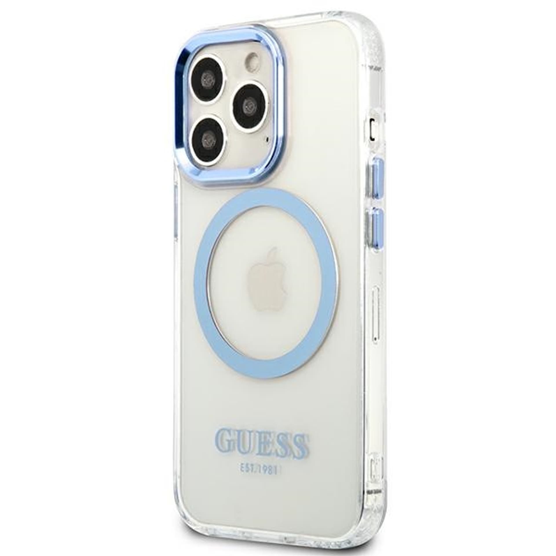 

Guess GUHMP13LHTRMB iPhone 13 Pro / 13 6,1" niebieski/blue hard case Metal Outline Magsafe