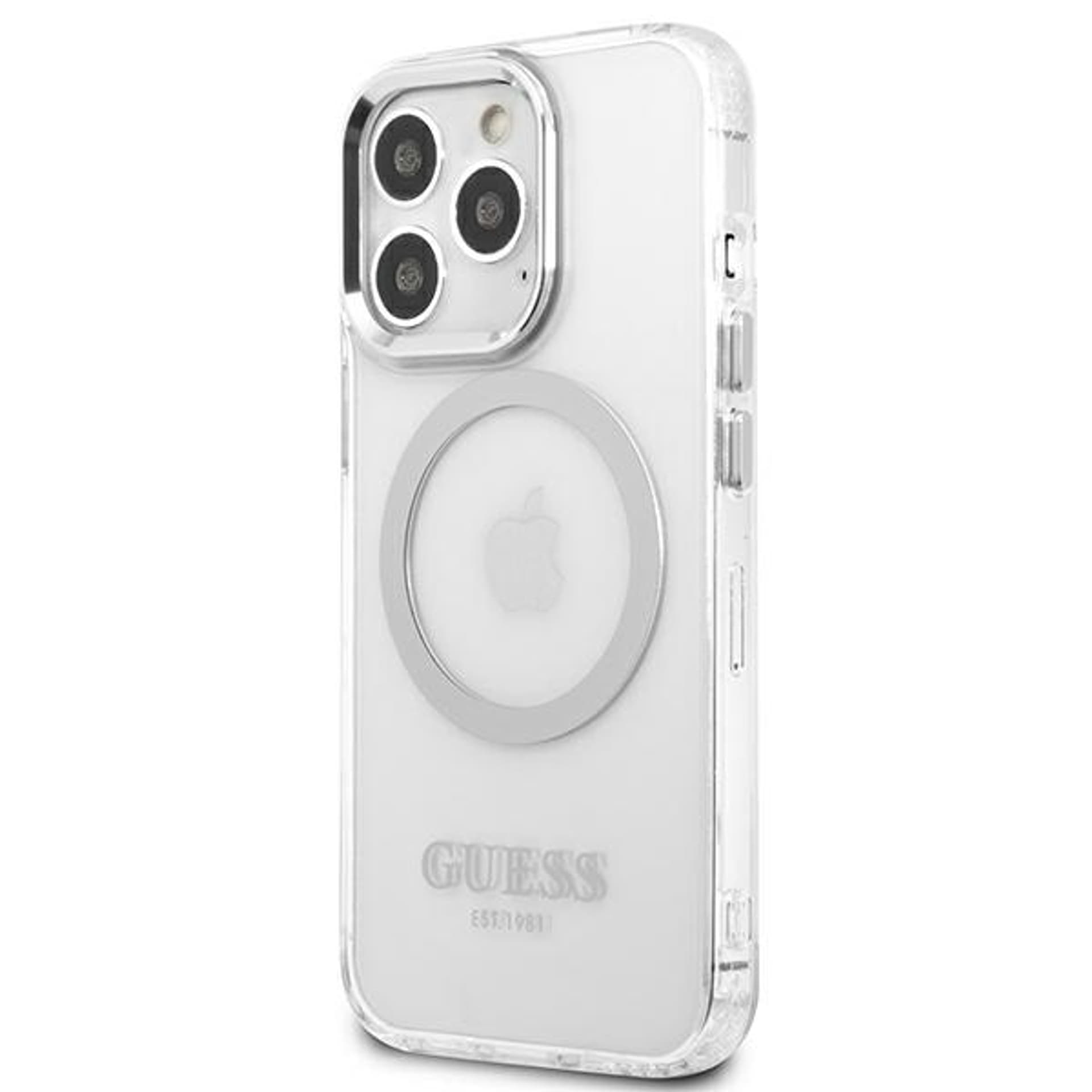 

Guess GUHMP13LHTRMS iPhone 13 Pro / 13 6,1" srebrny/silver hard case Metal Outline Magsafe