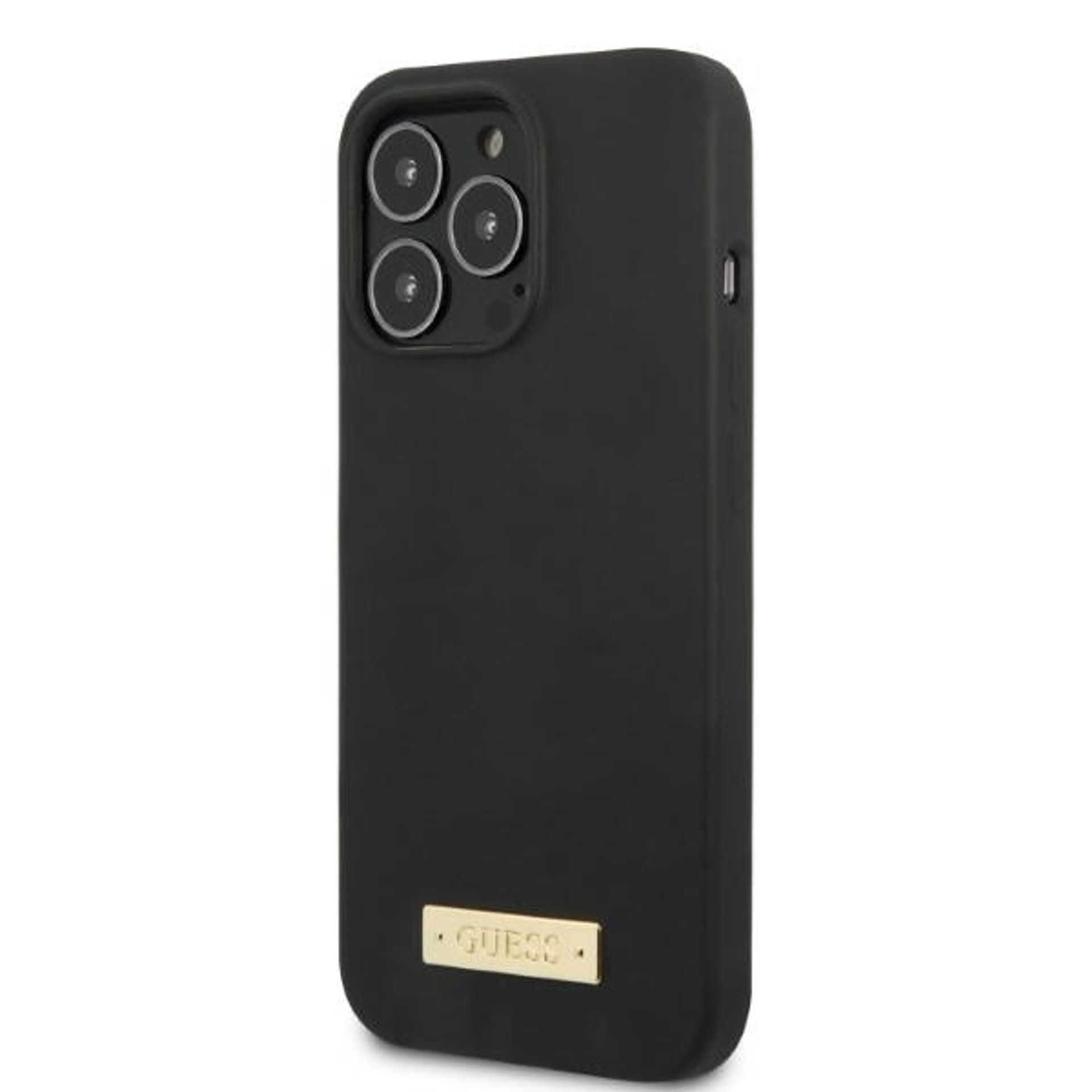 

Guess GUHMP13LSPLK iPhone 13 Pro / 13 6,1" czarny/black hard case Silicone Logo Plate MagSafe