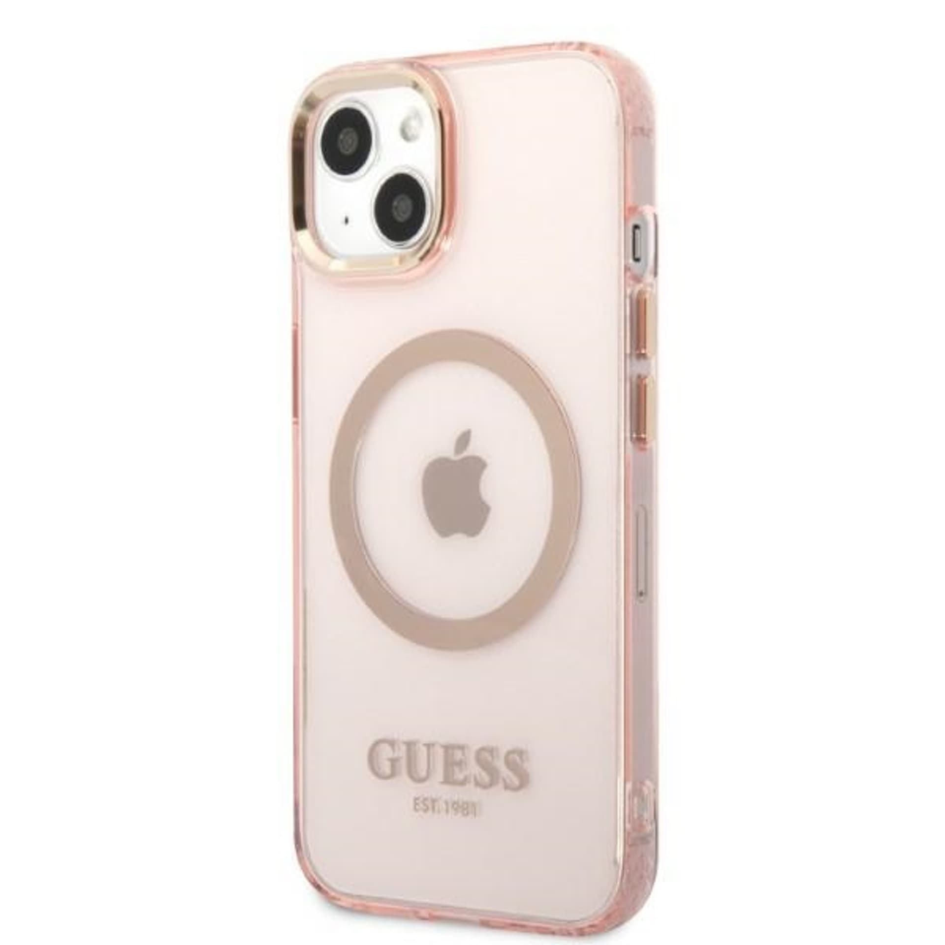 

Guess GUHMP13MHTCMP iPhone 13 6,1" różowy/pink hard case Gold Outline Translucent MagSafe