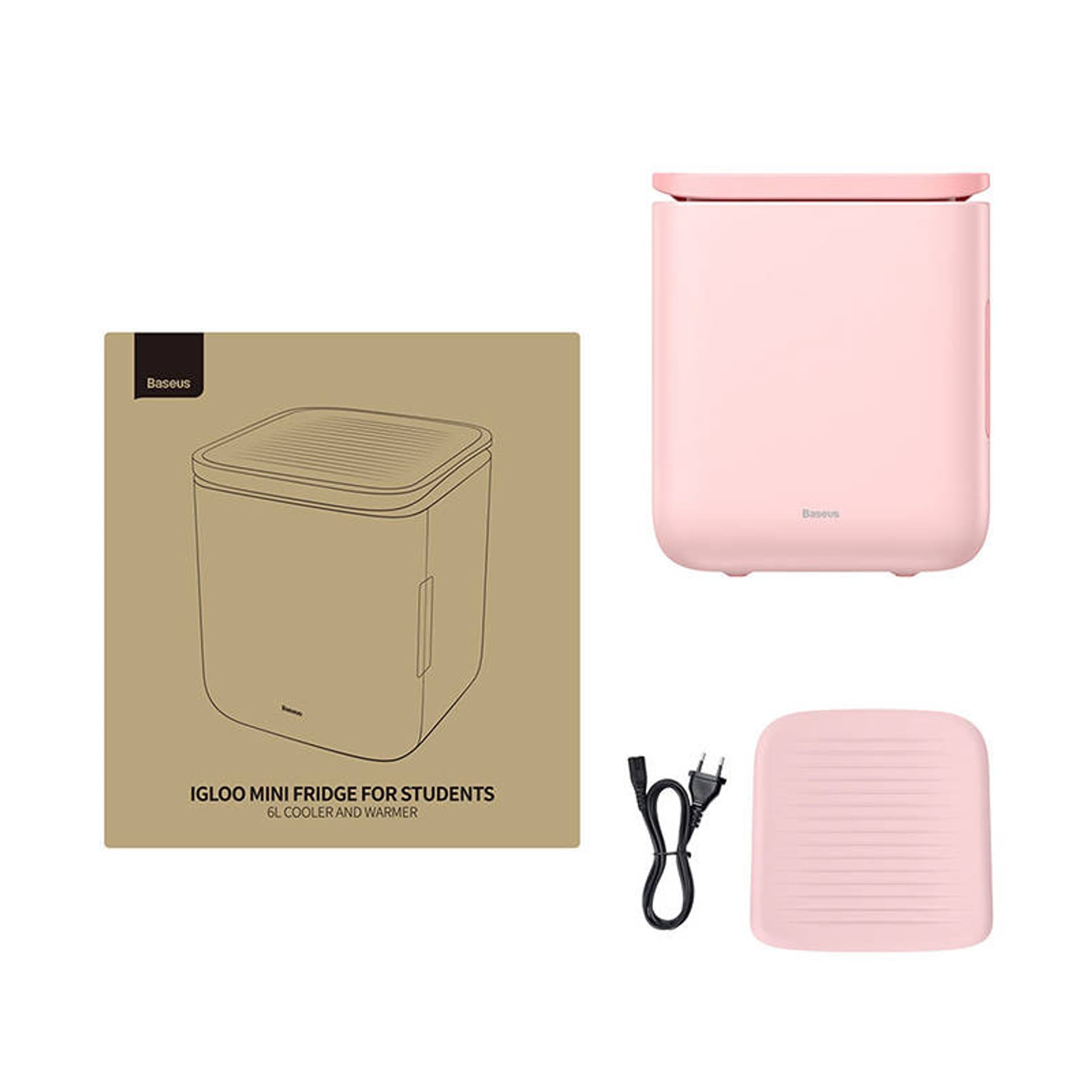 

Mini lodówka Baseus Igloo z funkcją grzania, 6L, 230V (różowa)