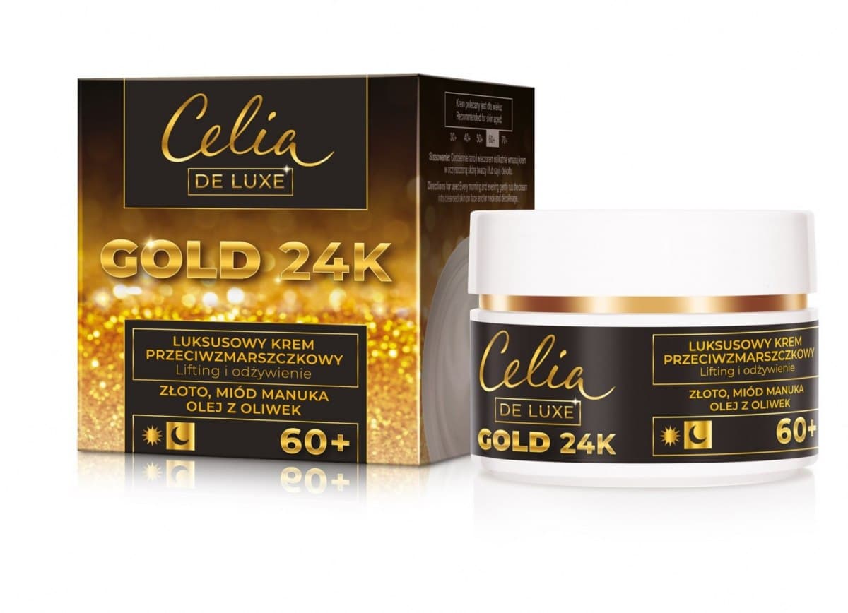 

Celia Gold 24K Luksusowy Krem przeciwzmarszczkowy 60+ - lifting i odżywienie 50ml