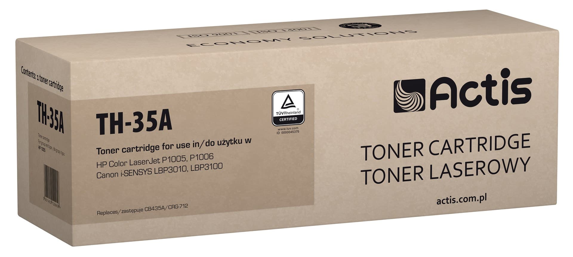 

Toner ACTIS TH-35A (zamiennik HP 35A CB435A, Canon CRG-712; Standard; 1500 stron; czarny)