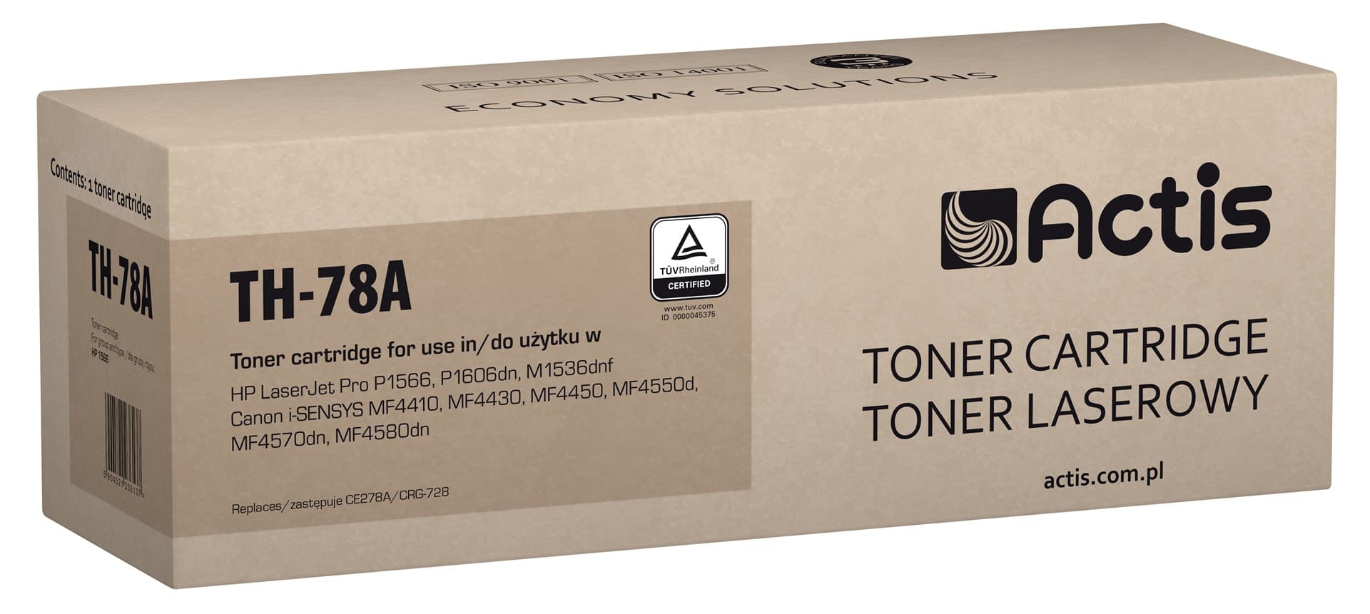 

Toner ACTIS TH-78A (zamiennik HP 78A CE278A, Canon CRG-728; Standard; 2100 stron; czarny)