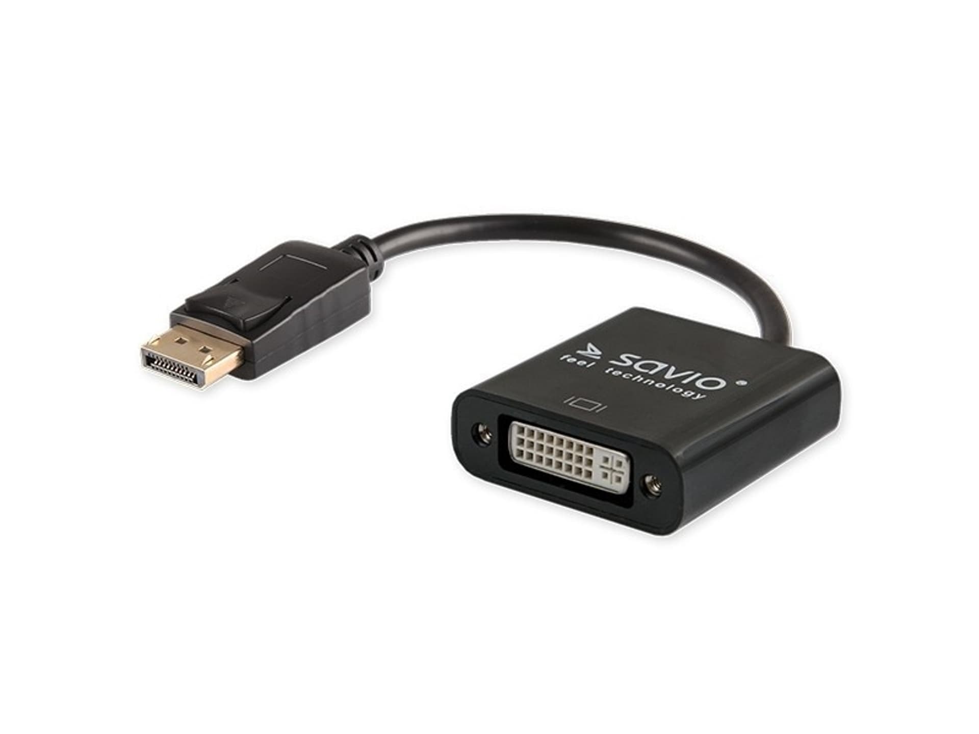 

Adapter SAVIO CL-91 (DisplayPort M - DVI-I F; 0,20m; kolor czarny)