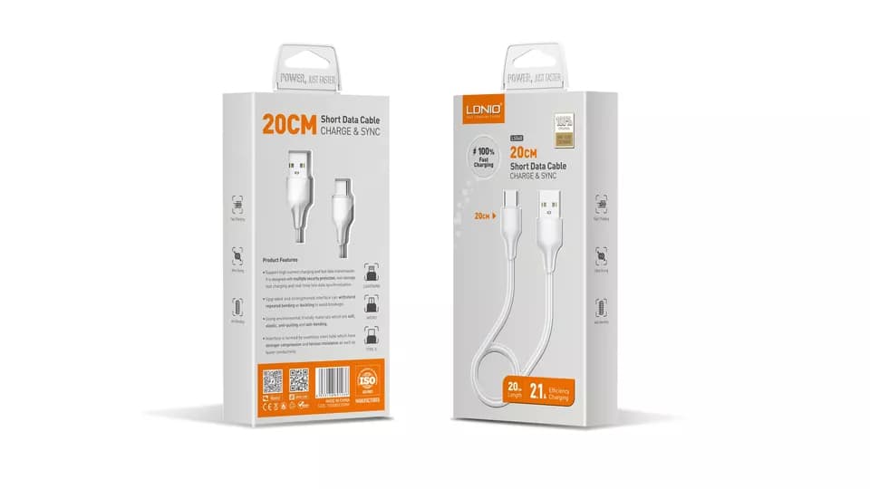 

Kabel USB-A - USB-C LDNIO 1m 2,1A biały LS541C