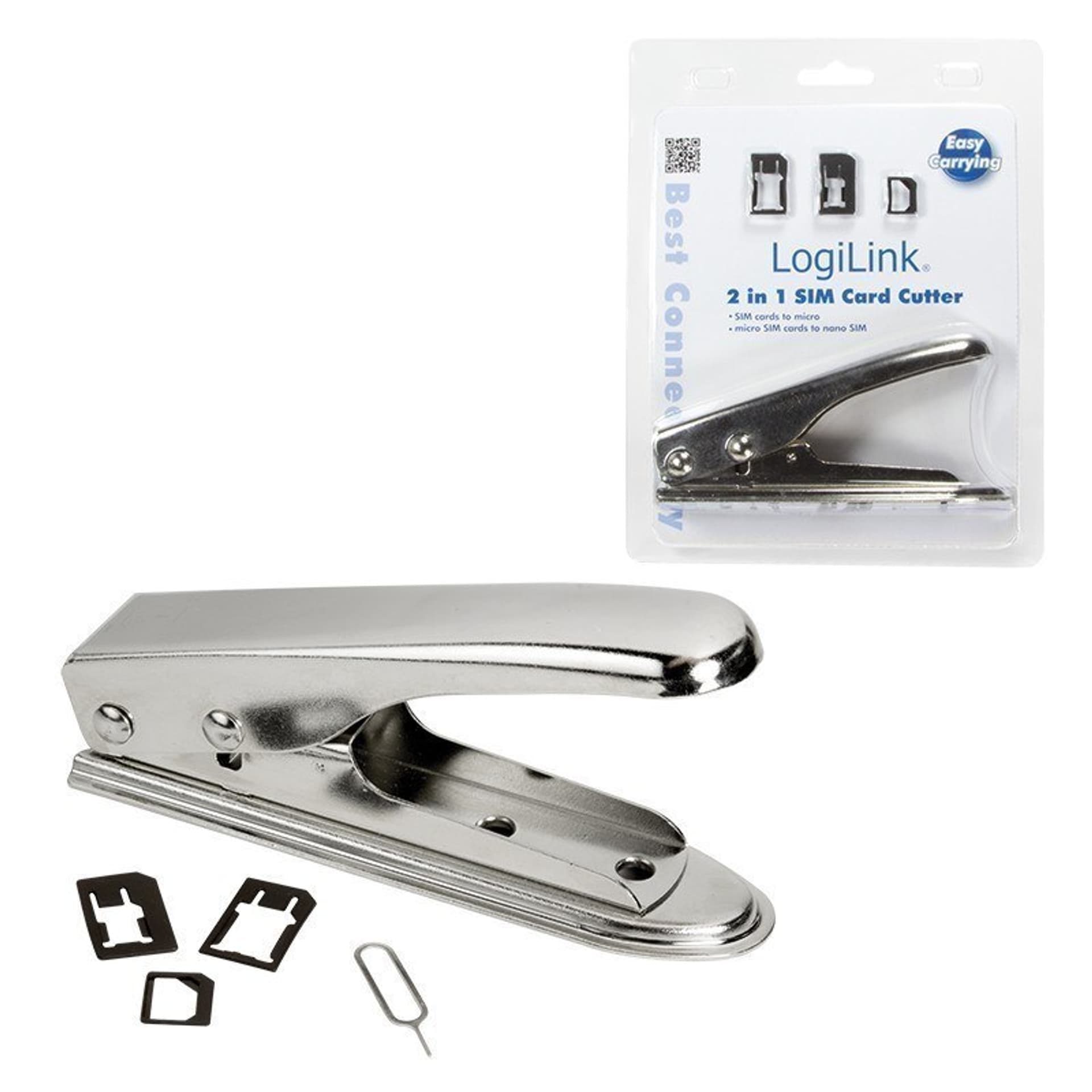 

Logilink 2 in 1 SIM Card Cutter *Do cięcia kart SIM na format micro i nano*Materiał: Żelazo nierdzewne*Do łatwego cięcia kart SI