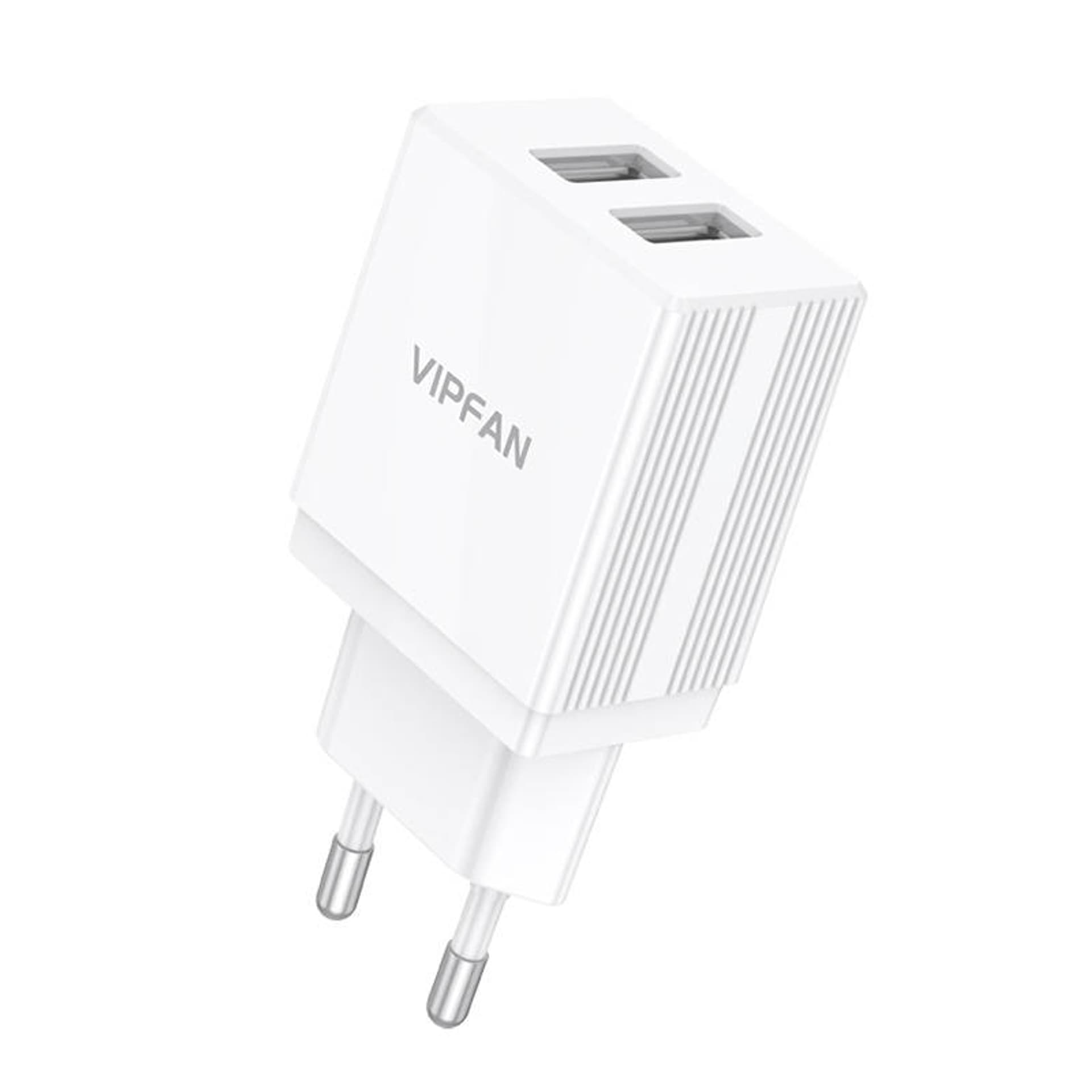 

Ładowarka sieciowa Vipfan E02, 2x USB, 2.1A (biała)