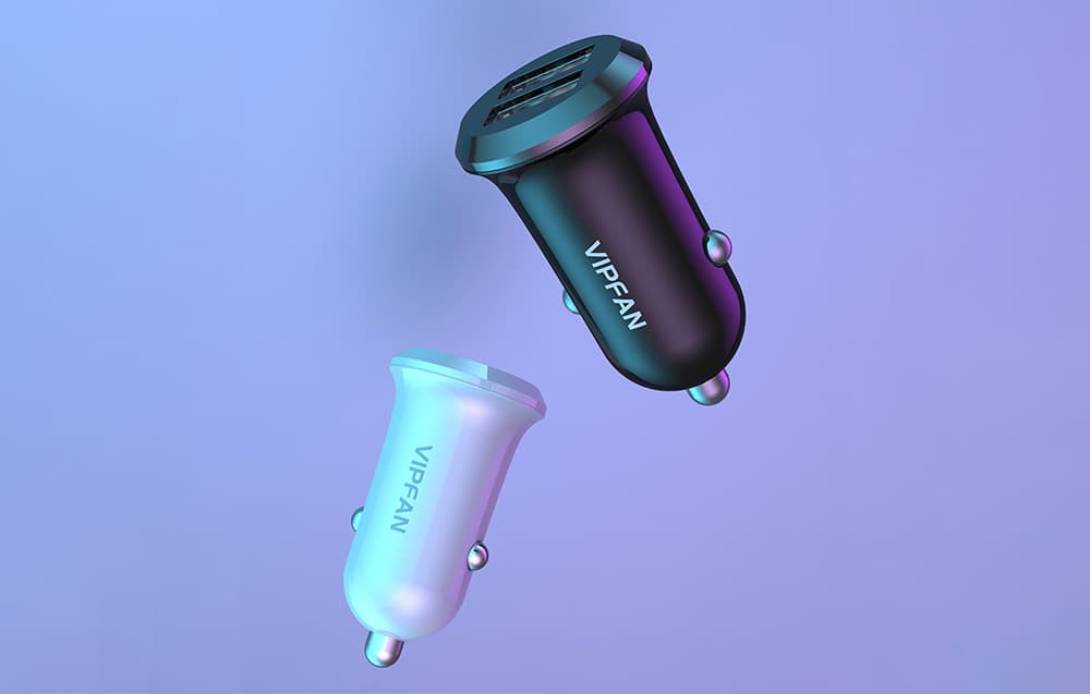 

Ładowarka samochodowa Vipfan C01, 2x USB, 12W (czarna)
