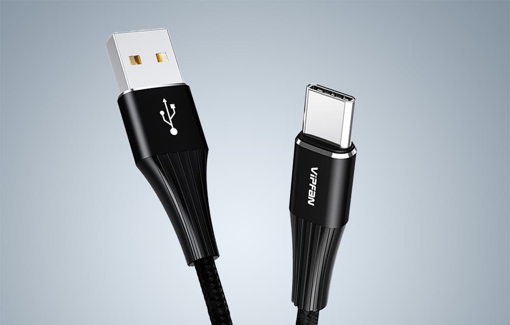 

Kabel USB do USB-C Vipfan A01, 3A, 1.2m, z oplotem (czarny)