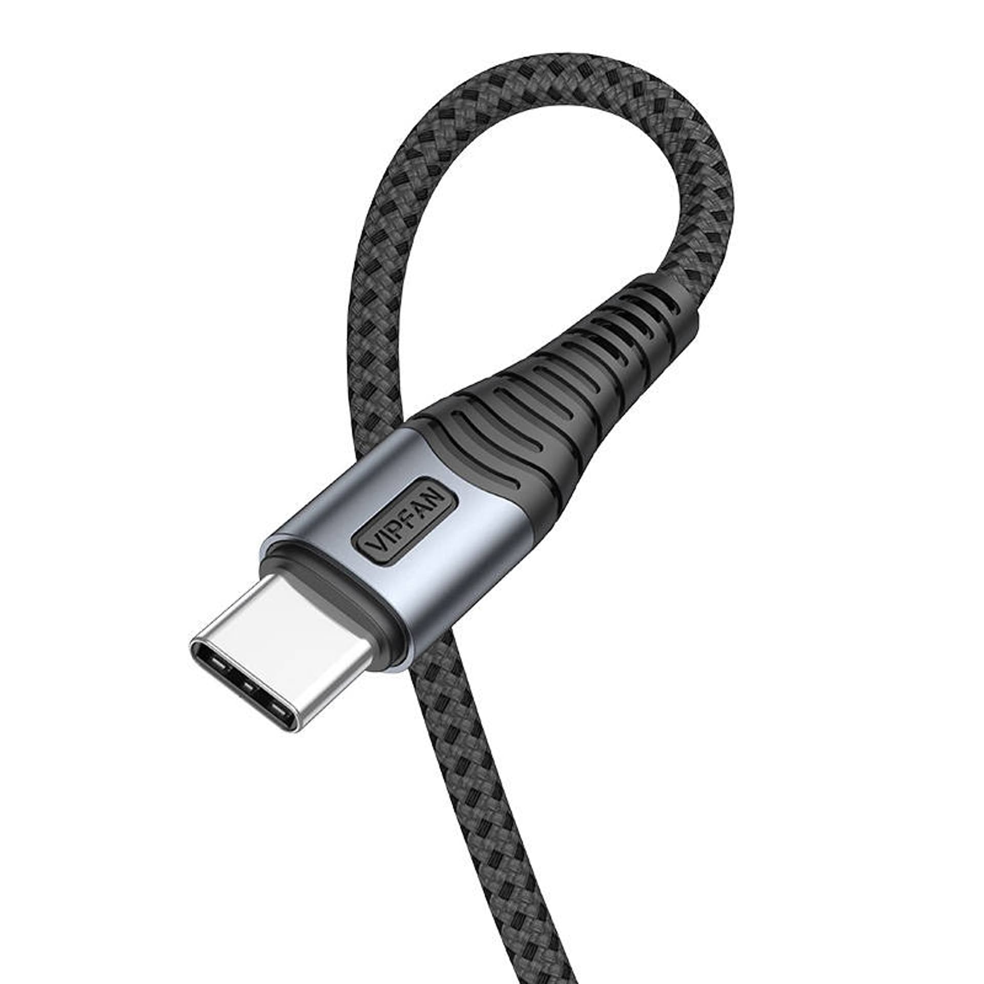 

Kabel USB do USB-C Vipfan X10, 3A, 1.2m, z oplotem (czarny)