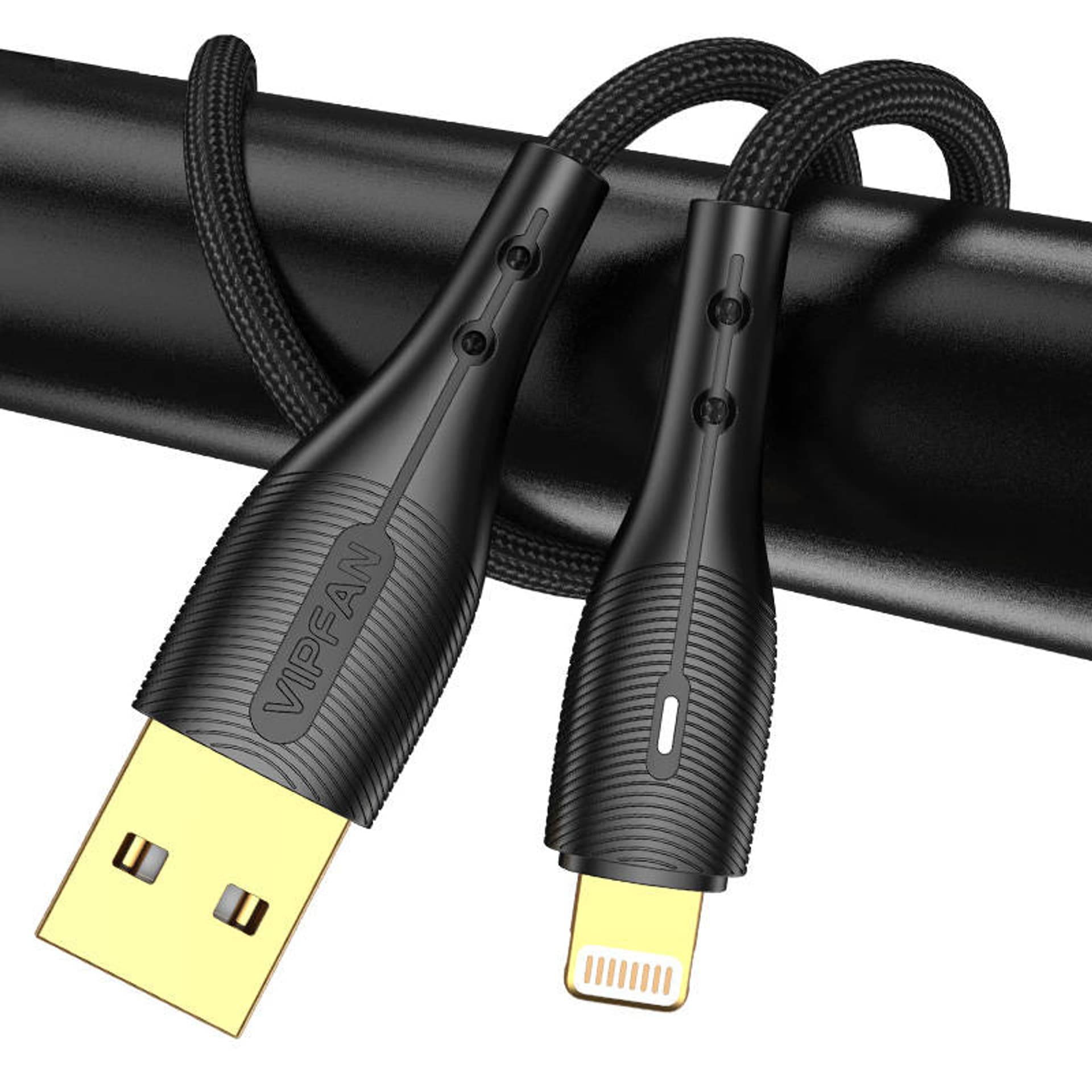 

Kabel USB do Lightning Vipfan Nano Gold X07, 3A, 1.2m (czarny)