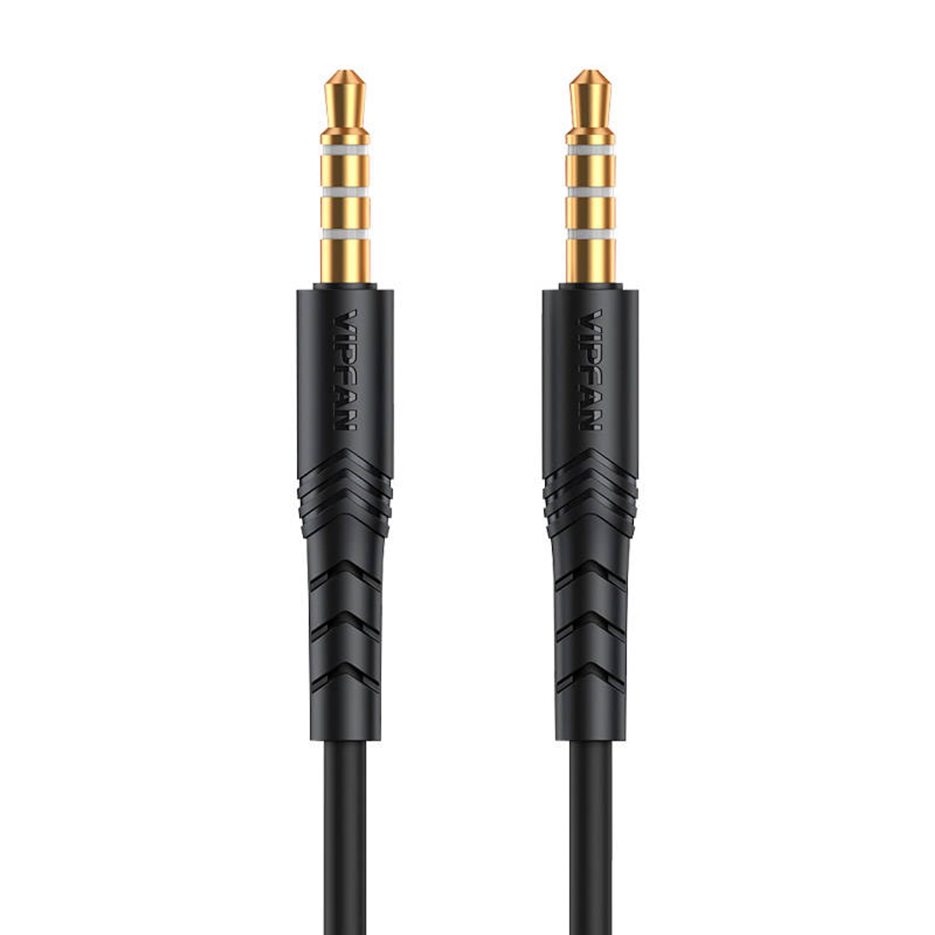 

Kabel mini jack 3,5mm AUX Vipfan L04 1m, pozłacany (czarny)