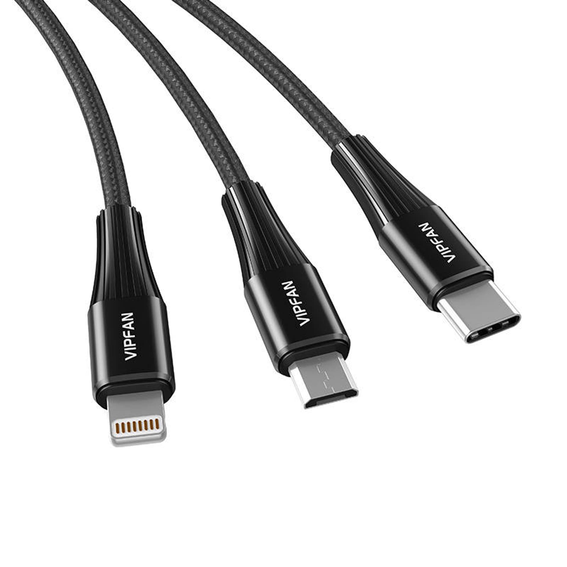 

Kabel USB Vipfan X16 3w1 USB-C / Lightning / Micro 3.5A 1.5m (czarny)