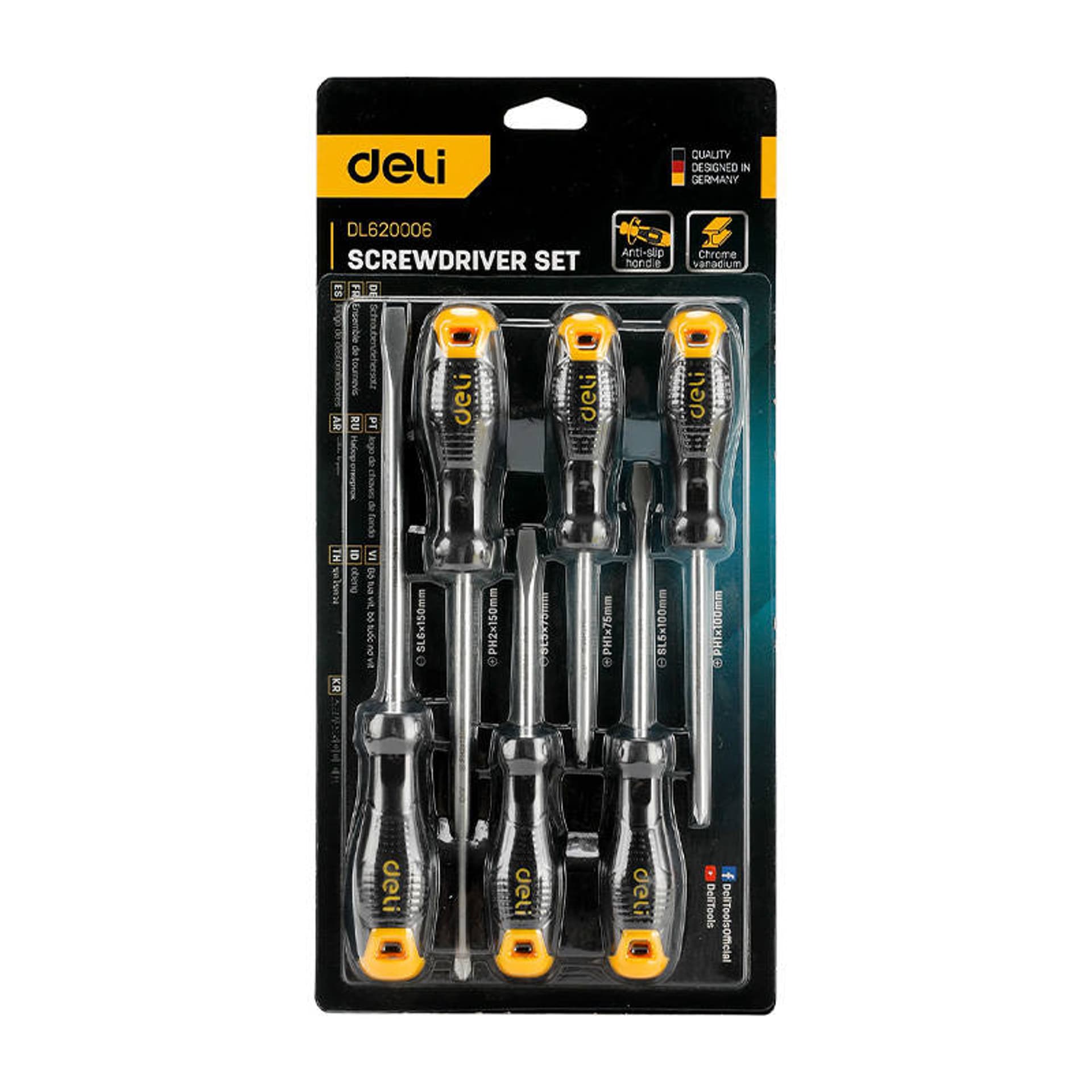 

Zestaw wkrętaków Deli Tools EDL620006, z magnesem, 6 sztuk