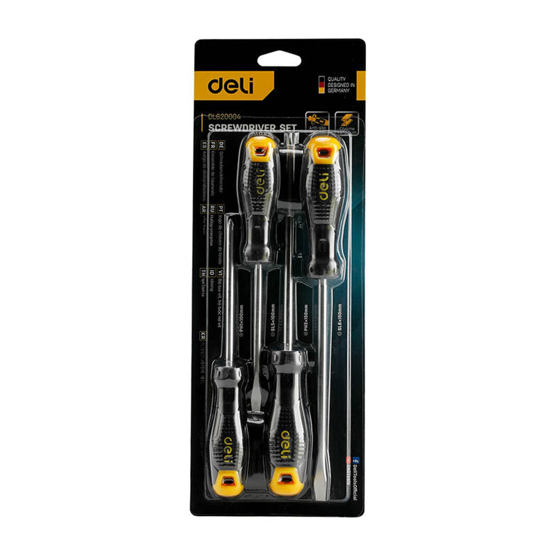 

Zestaw wkrętaków Deli Tools EDL620004, z magnesem, 4 sztuki