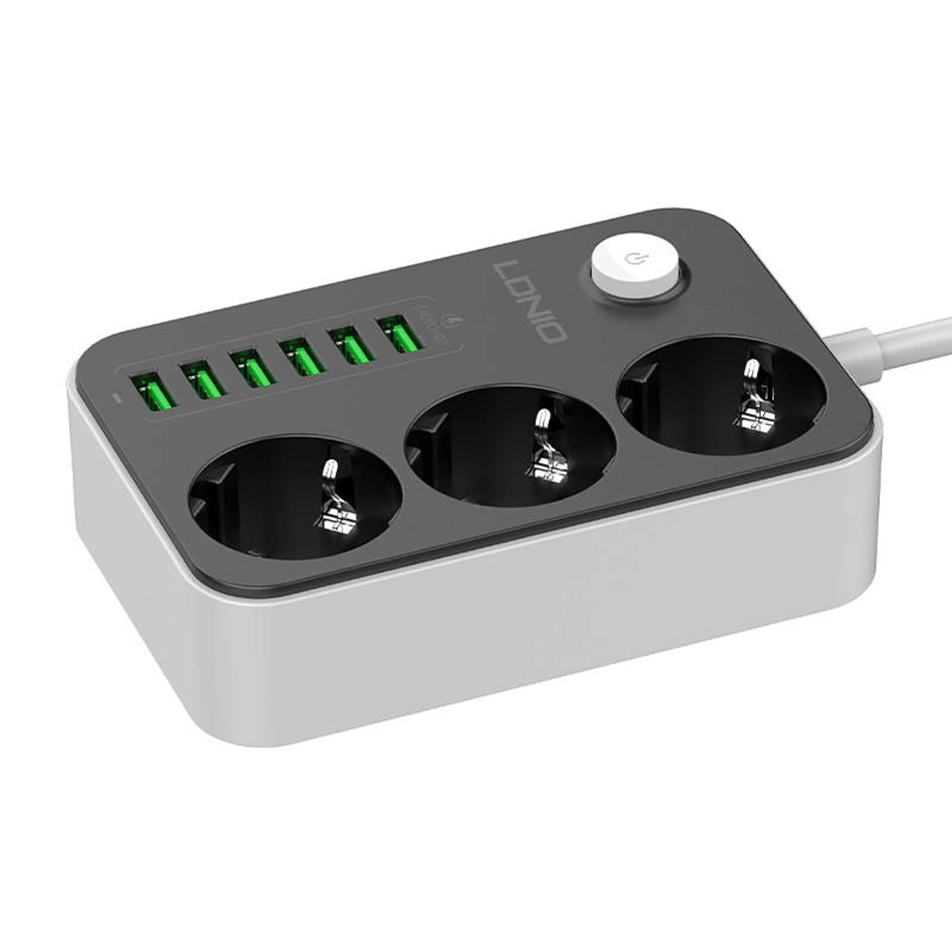 

Listwa zasilająca z 3 gniazdami AC, 6x USB, LDNIO SE3631, 1.6m (czarna)