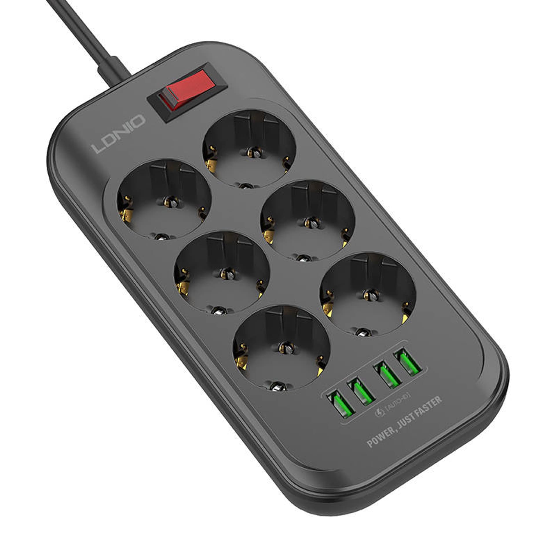 

Listwa zasilająca z 6 gniazdami AC, 4x USB, LDNIO SE6403, 2m (czarna)