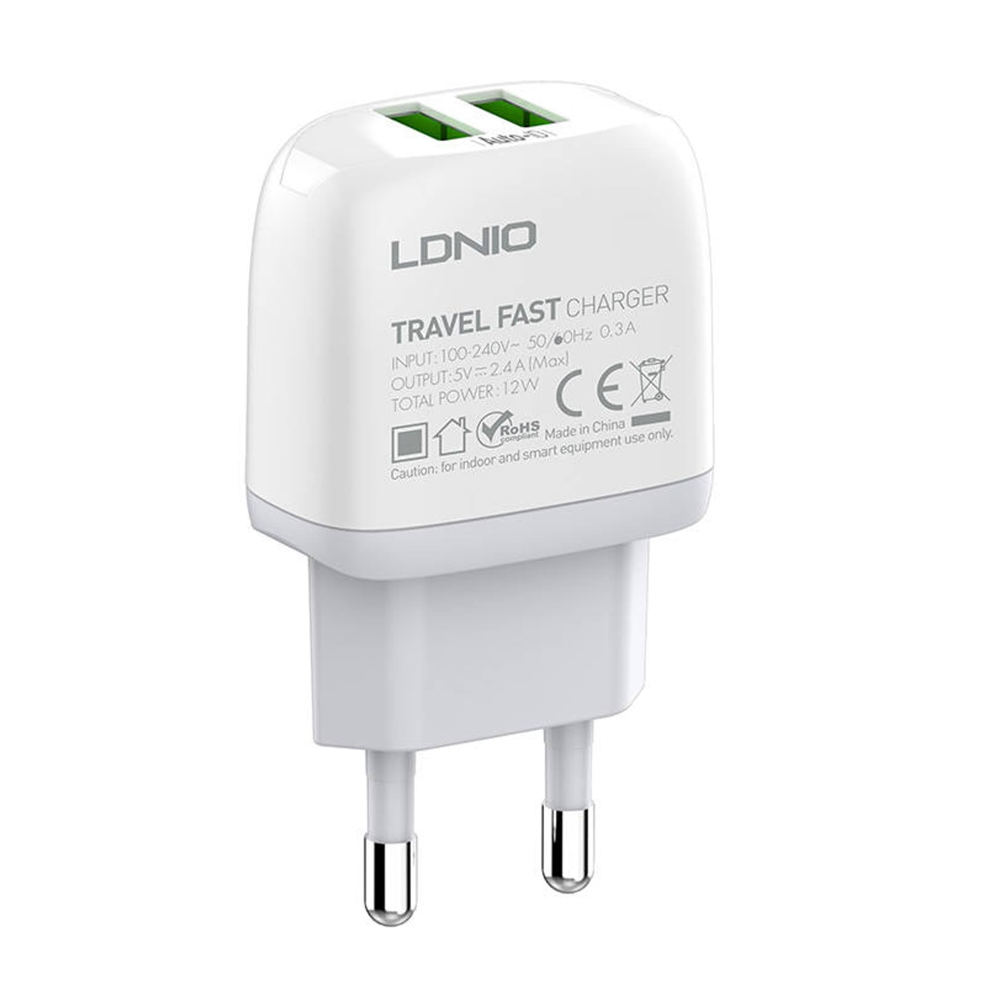 

Ładowarka sieciowa LDNIO A2219, 2x USB, 2.4A (biała)