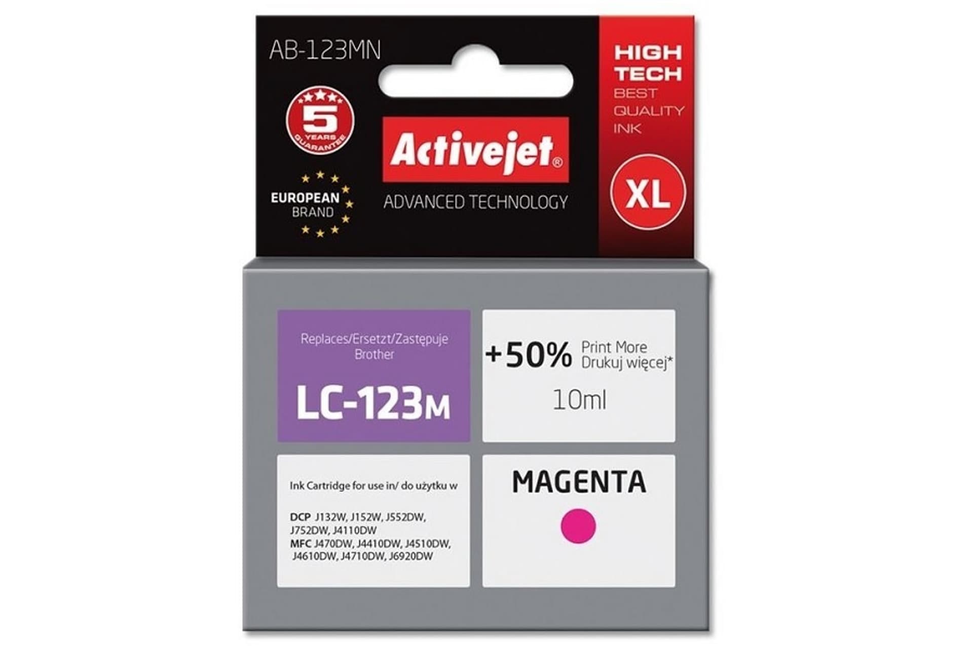

Tusz Activejet AB-123MN (zamiennik Brother LC123M/121M; Supreme; 10 ml; czerwony)