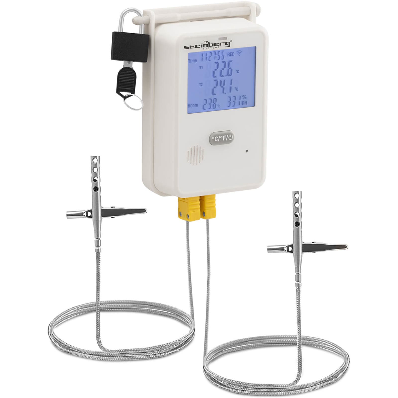 

Termohigrometr rejestrator temperatury i wilgotności LCD USB Wi-Fi zakres 0-100% -50-350C