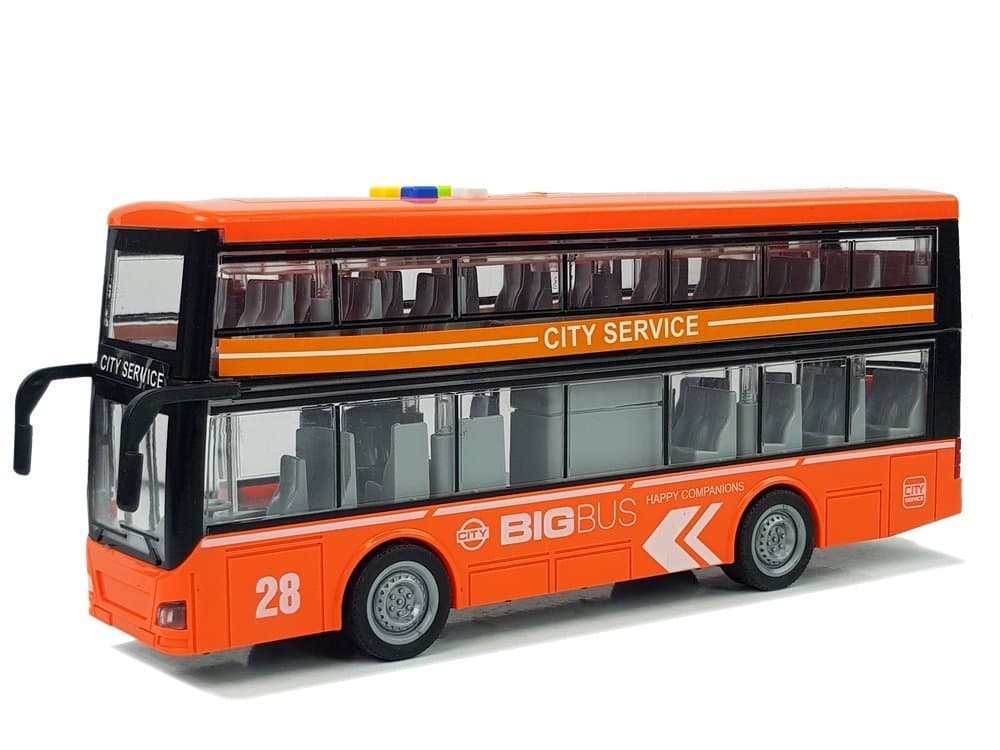 

Autobus Dwupiętrowy z Napędem Frykcyjnym Dźwięk Światła 1:16 Pomarańczowy