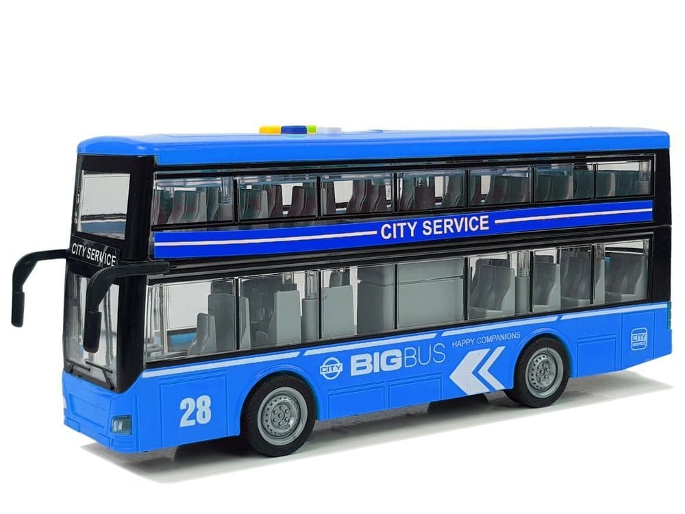 

Autobus Dwupiętrowy z Napędem Frykcyjnym Dźwięk Światła 1:16 Niebieski