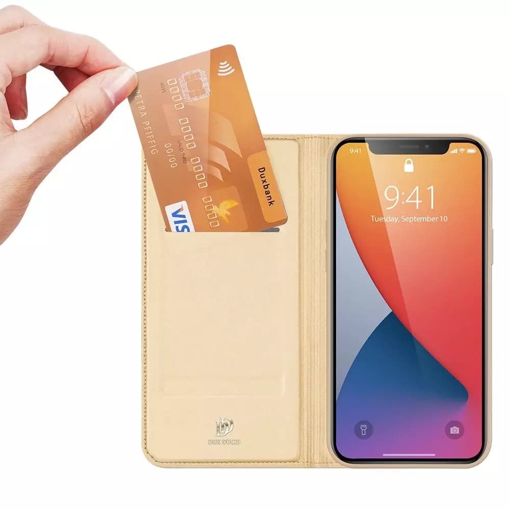 

DUX DUCIS Skin Pro kabura etui pokrowiec z klapką iPhone 12 mini złoty