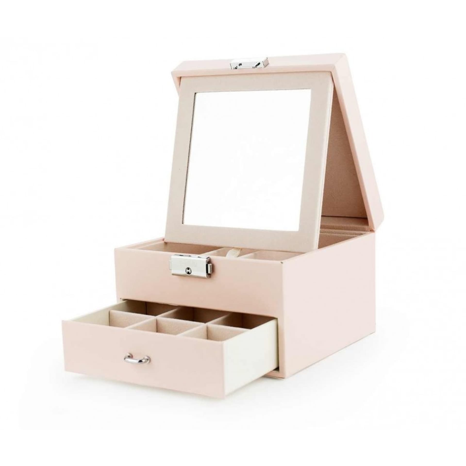 

Szkatułka kuferek etui organizer na biżuterię różowa PD148R
