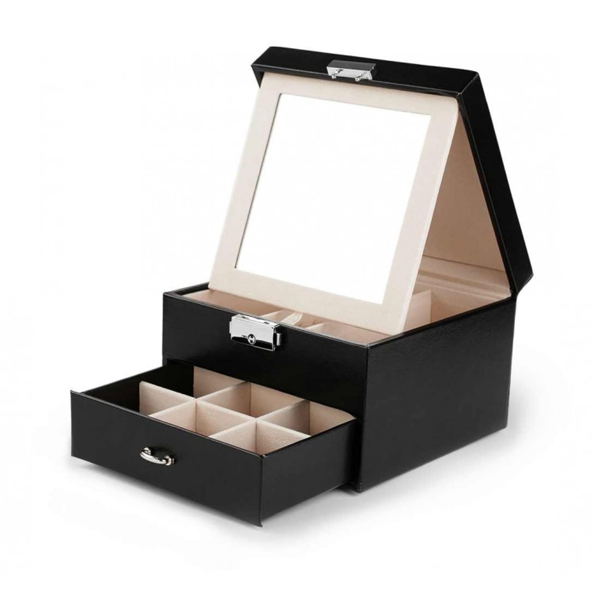 

Szkatułka kuferek etui organizer na biżuterię czarna PD148CZ