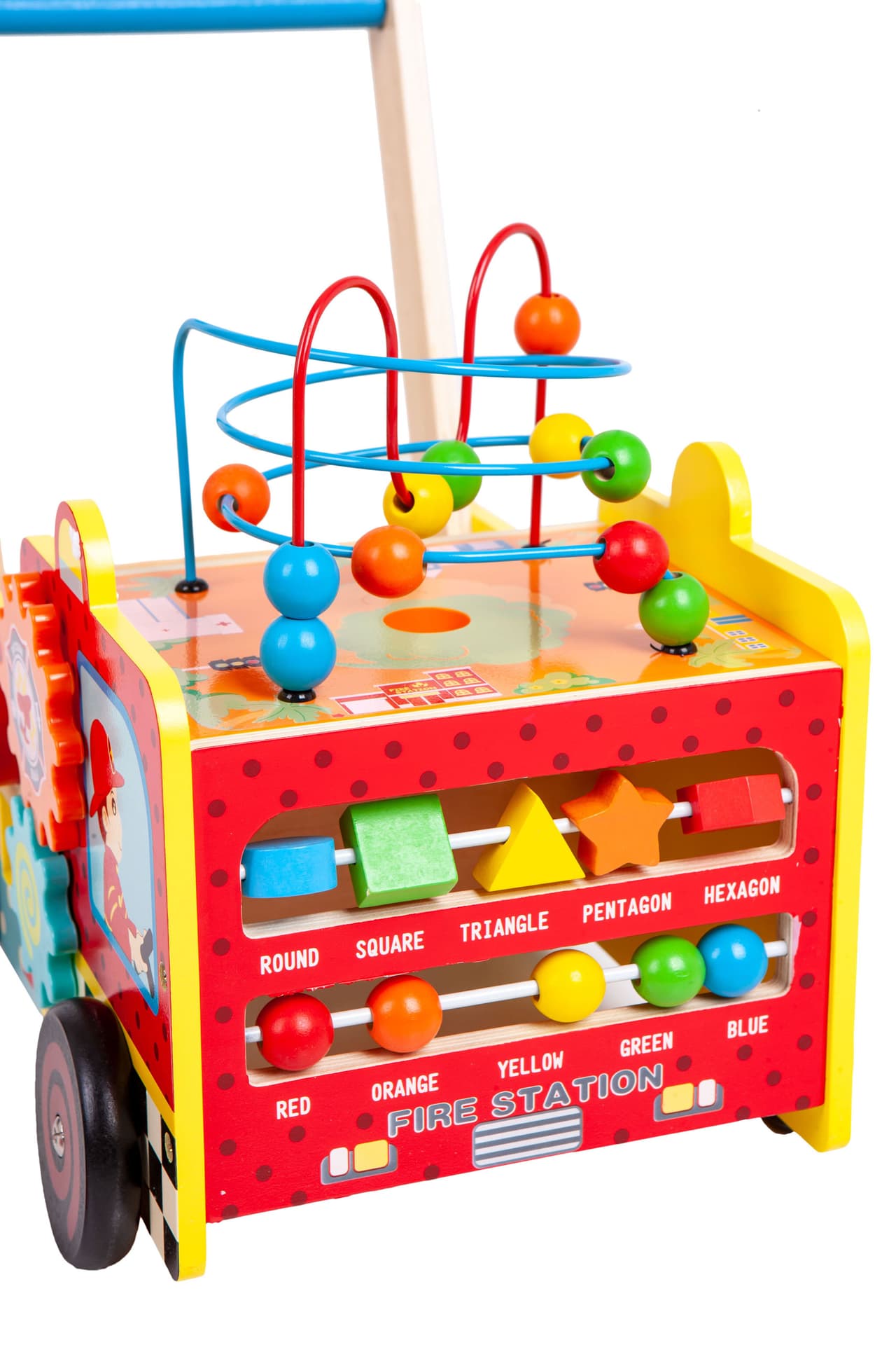 

Drewniany pchacz edukacyjny straż pożarna + klocki ECOTOYS