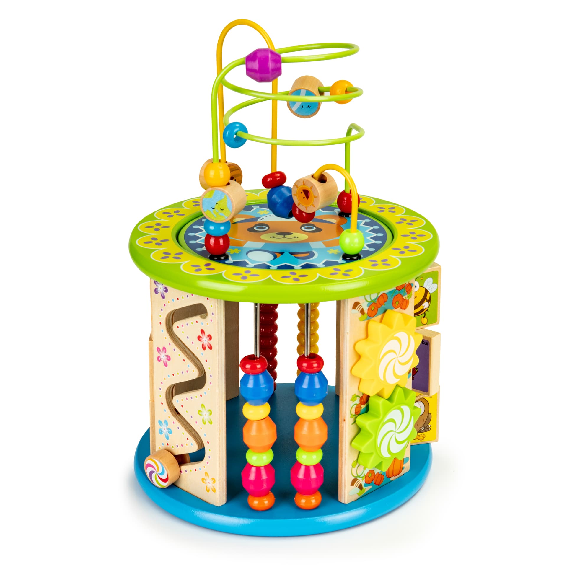 

Drewniana kostka edukacyjna z grami, klockami, łowienie rybek ECOTOYS