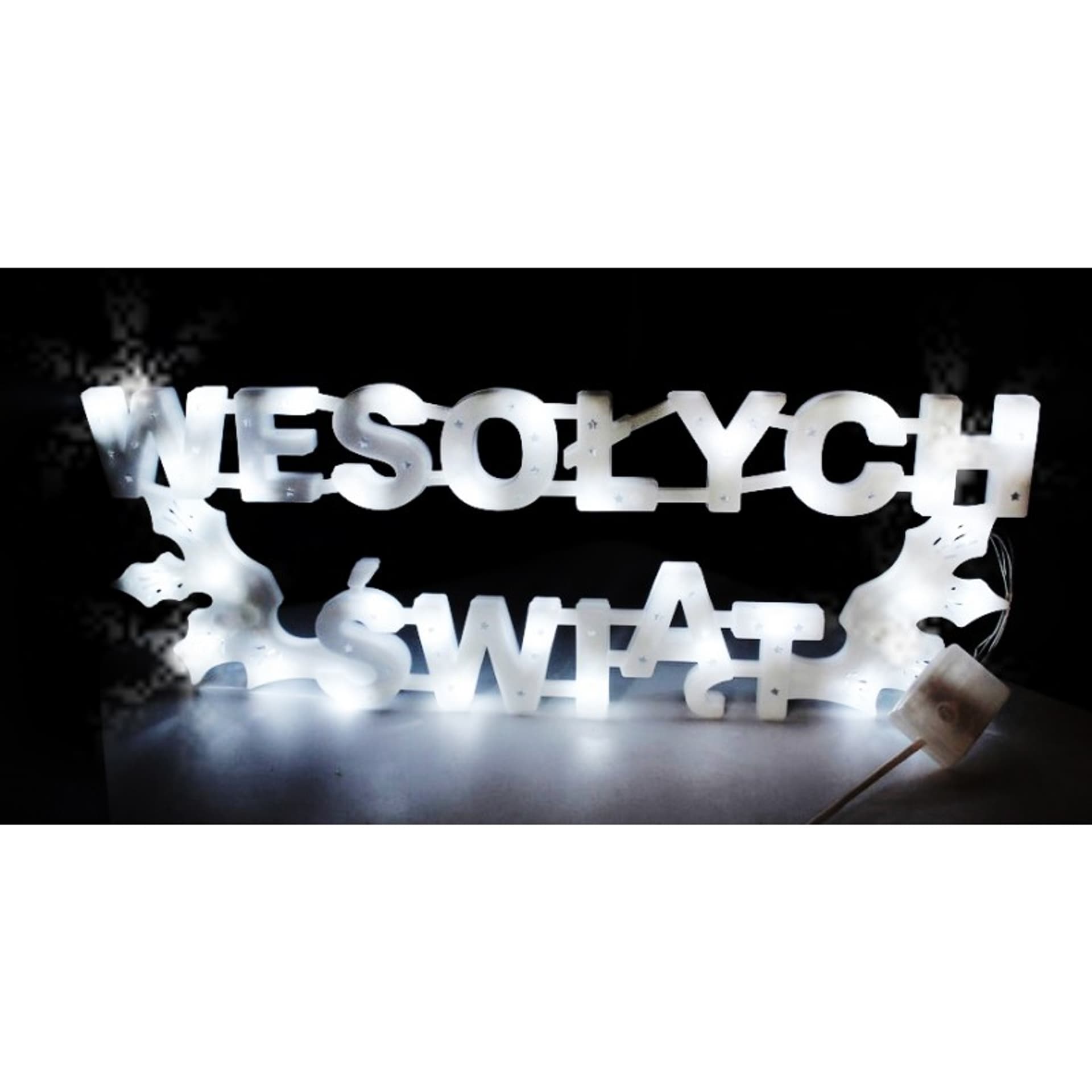 

Wisząca ozdoba L Wesołych Swiąt BIEL lampki led LAMP19B