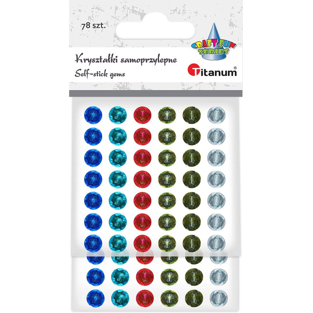 

Kryształki samoprzylepne okrągłe mix kolorów 7mm, 78 szt. 282705 TITANUM