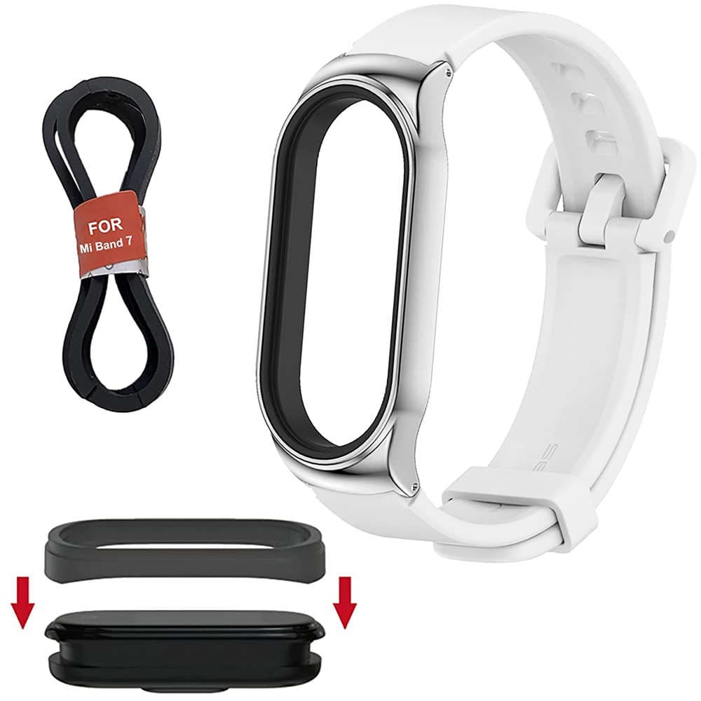 

Pasek silikonowy Alogy z zapięciem opaska do Xiaomi Mi Band 7 White