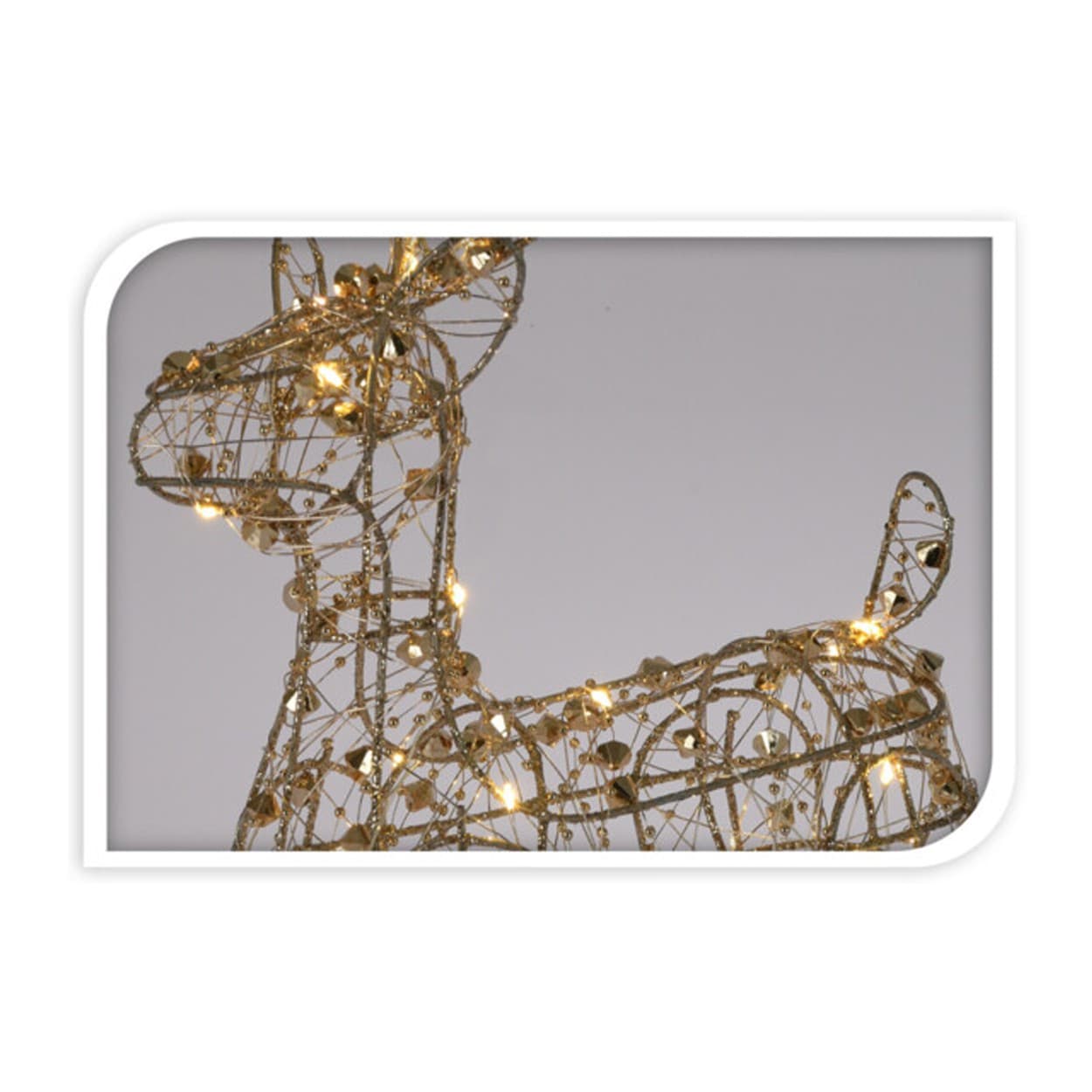 

Renifer złoty zdobiony 30 Led 43 cm