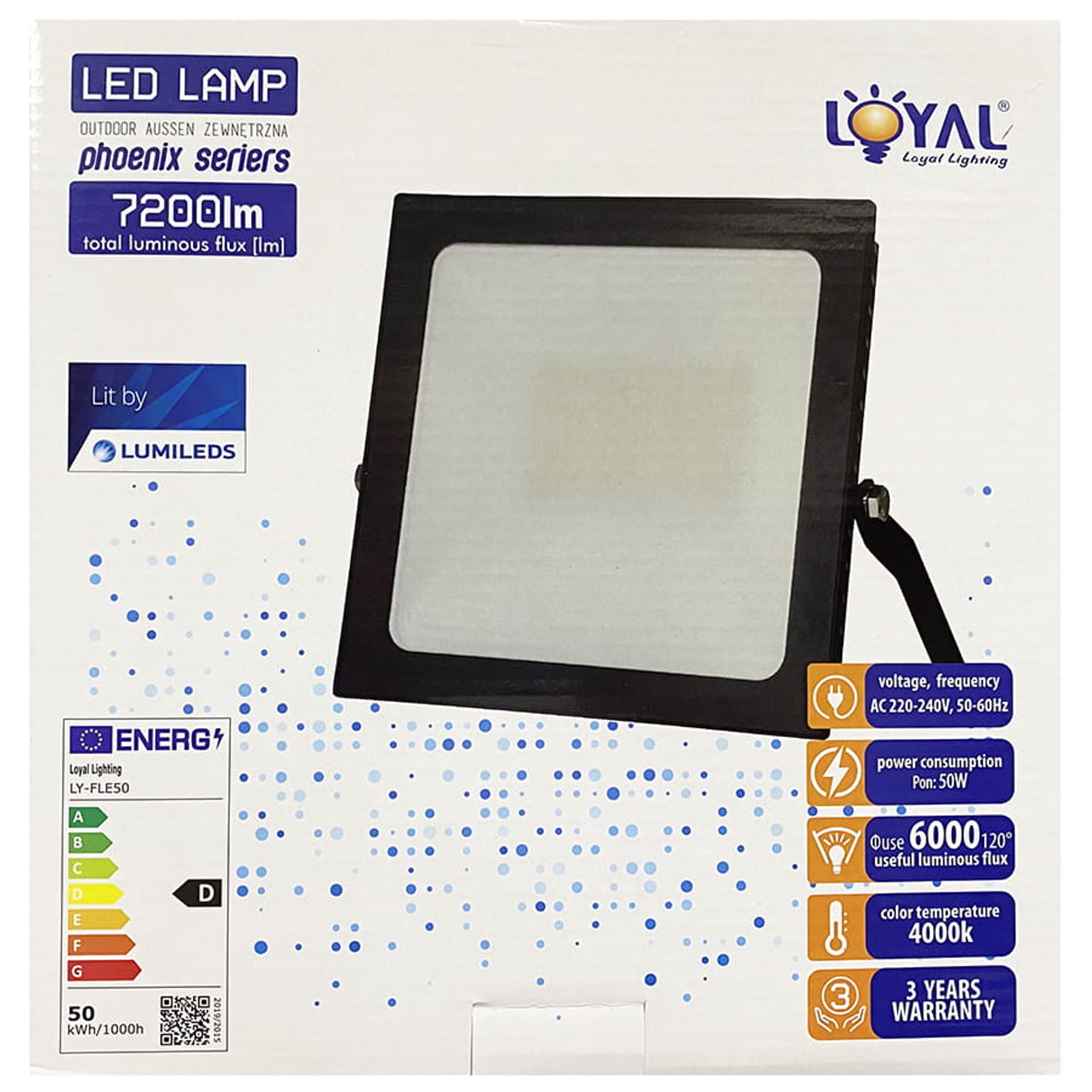 

Reflektor LED zewnętrzny Lumileds (50 W, 7200 lm, IP65)