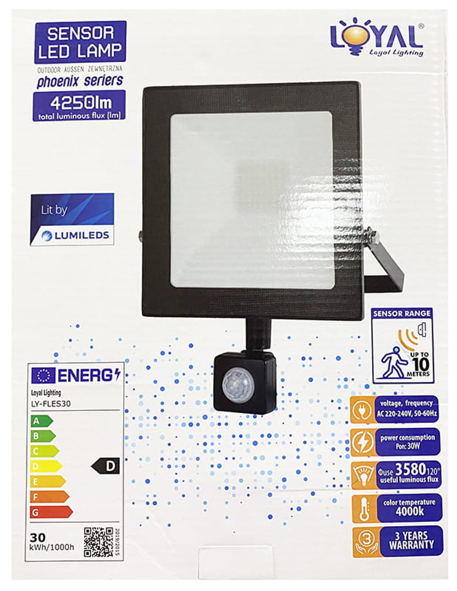 

Reflektor LED czujnik ruchu i zmierzchu (30 W, 4250 lm, IP65)